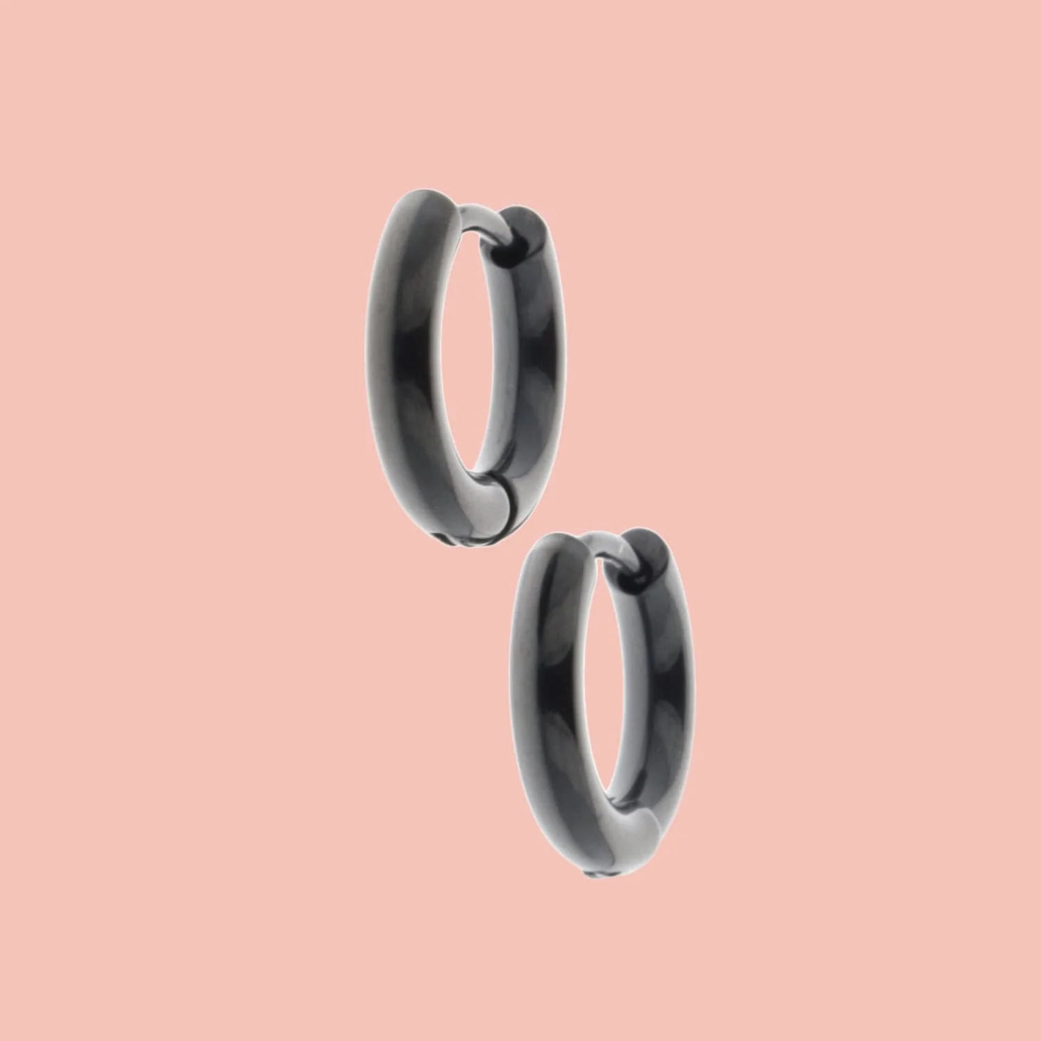 13mm Stainless Steel Hoop Earrings (Black)