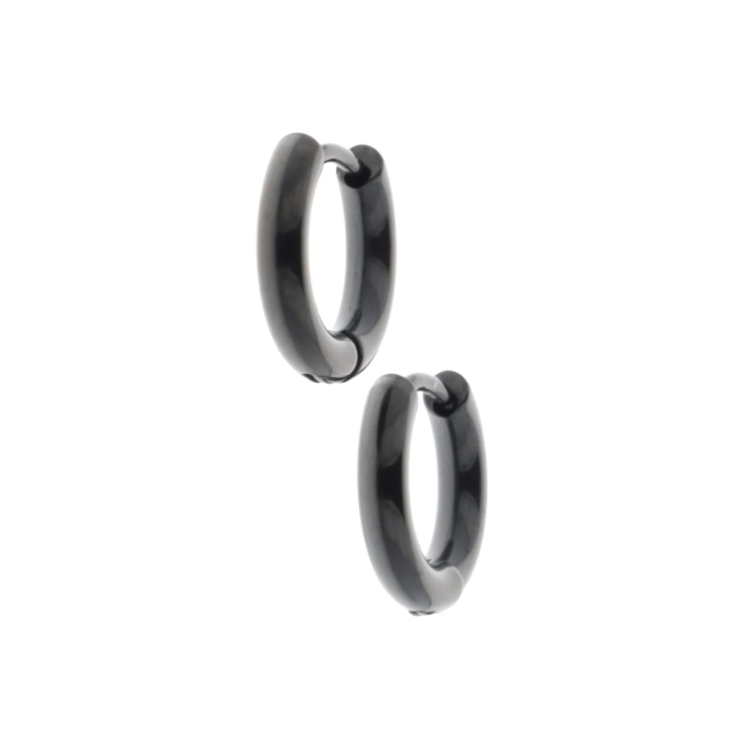 13mm Stainless Steel Hoop Earrings (Black) - Image 5