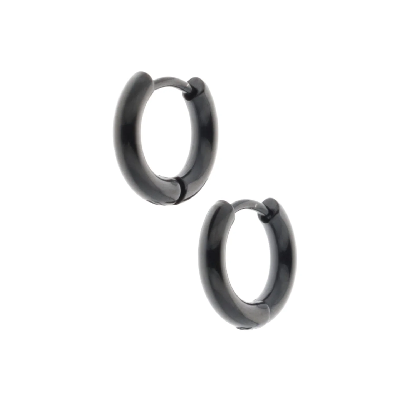 13mm Stainless Steel Hoop Earrings (Black) - Image 6