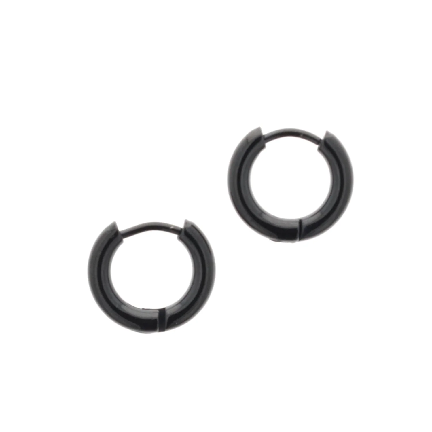 13mm Stainless Steel Hoop Earrings (Black) - Image 7