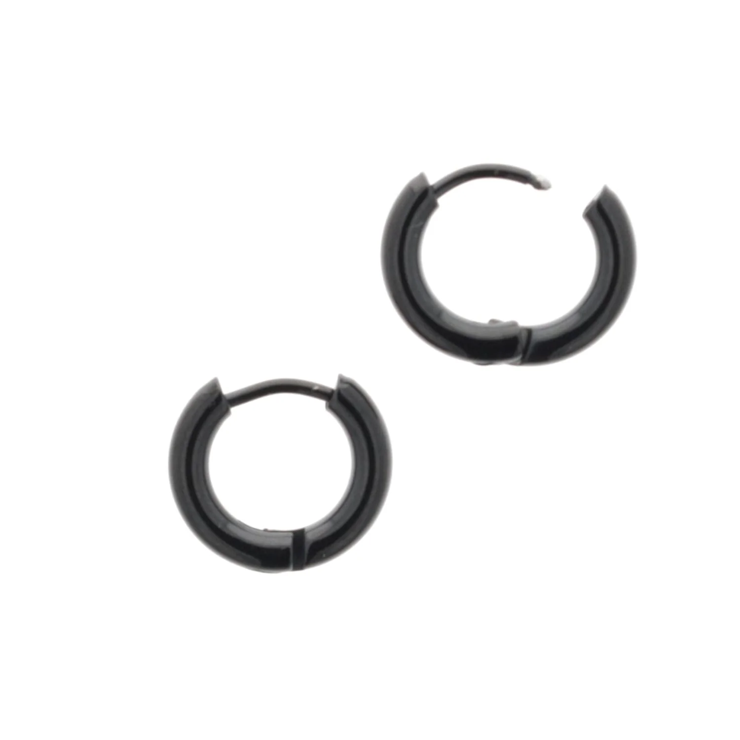 13mm Stainless Steel Hoop Earrings (Black) - Image 8