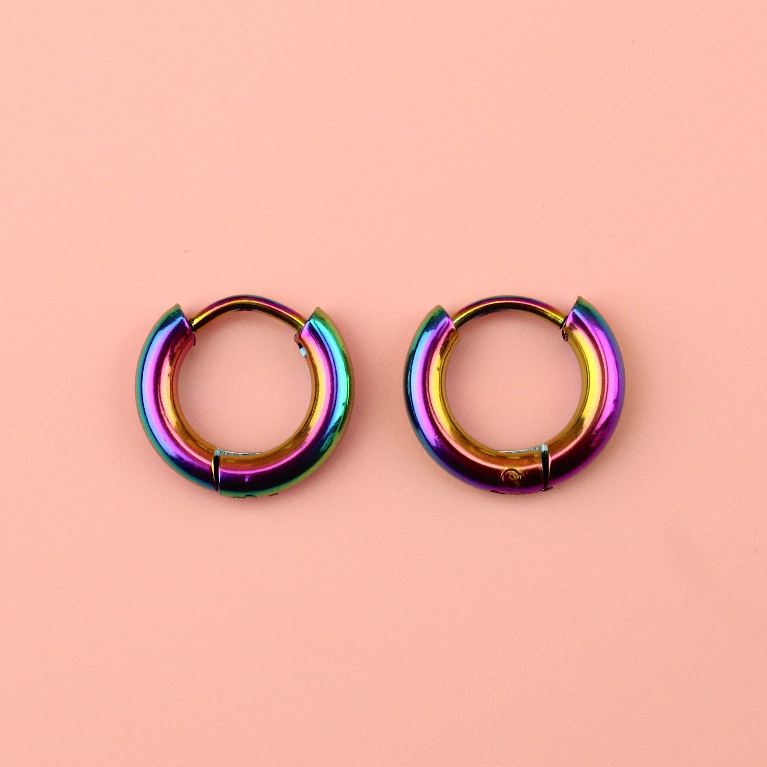 13mm Stainless Steel Hoop Earrings (Rainbow)