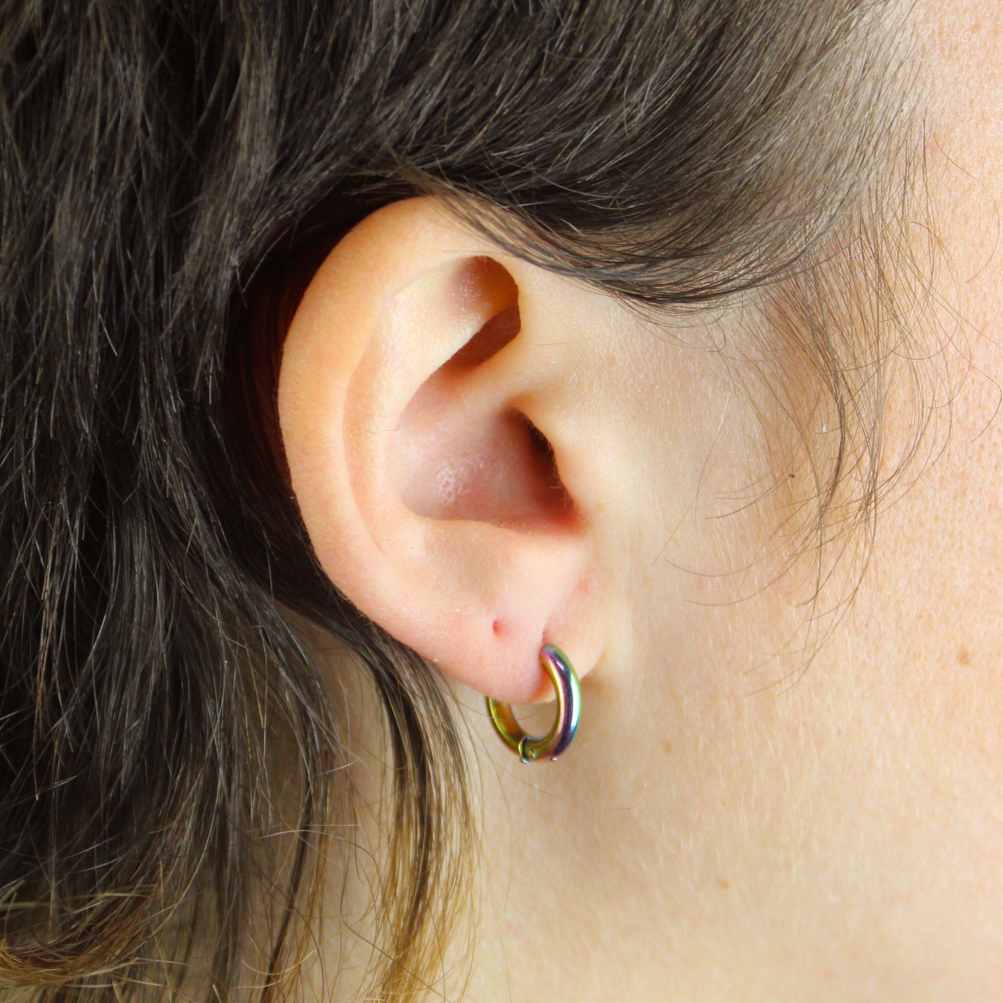 13mm Stainless Steel Hoop Earrings (Rainbow) - Image 2