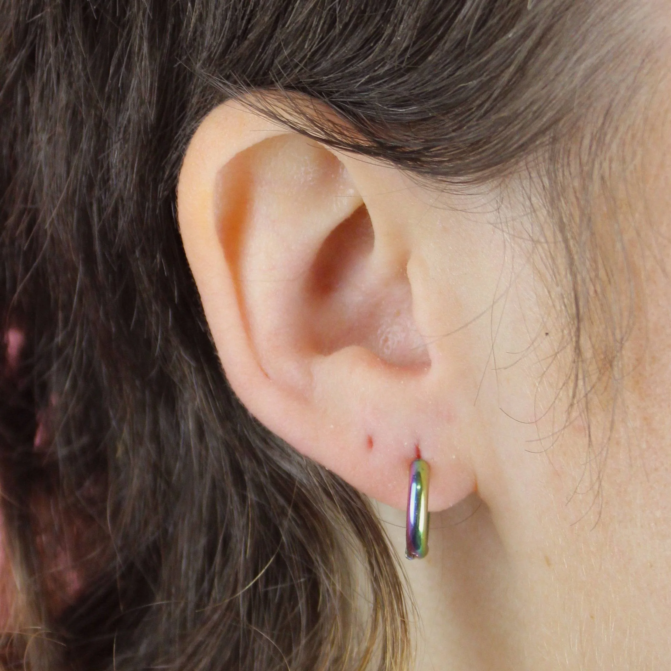13mm Stainless Steel Hoop Earrings (Rainbow) - Image 4