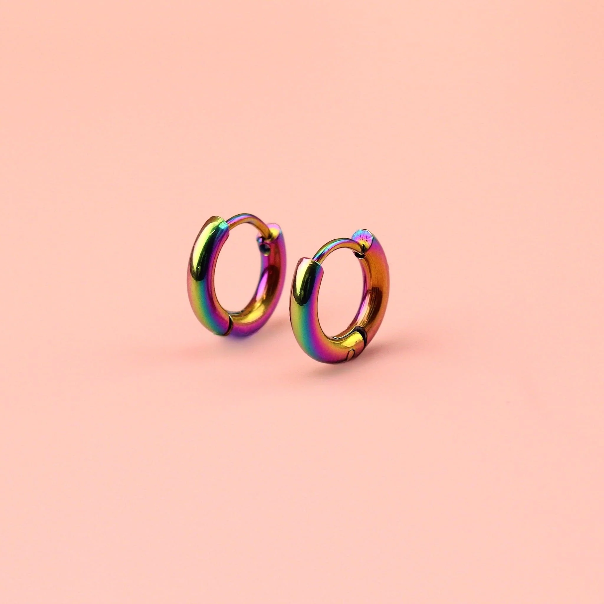 13mm Stainless Steel Hoop Earrings (Rainbow) - Image 7