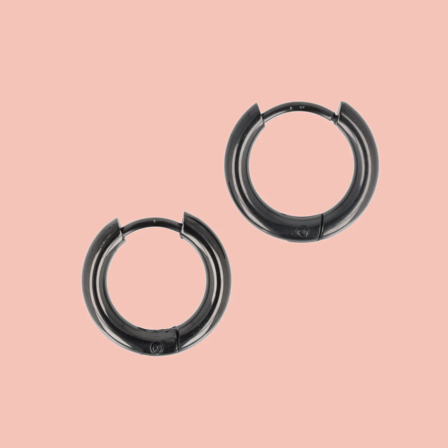 15mm Stainless Steel Hoop Earrings (Black) - Image 3
