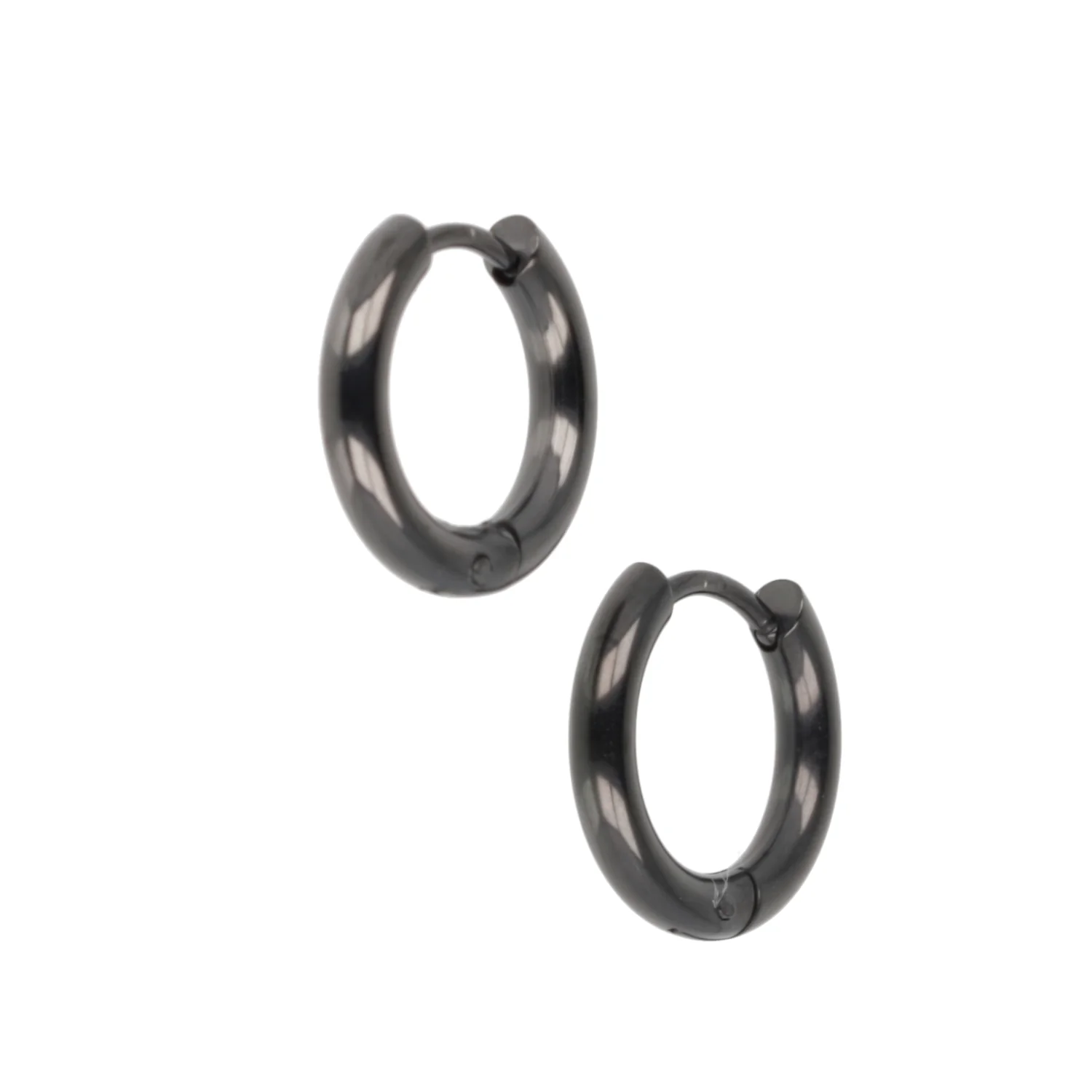 15mm Stainless Steel Hoop Earrings (Black) - Image 5