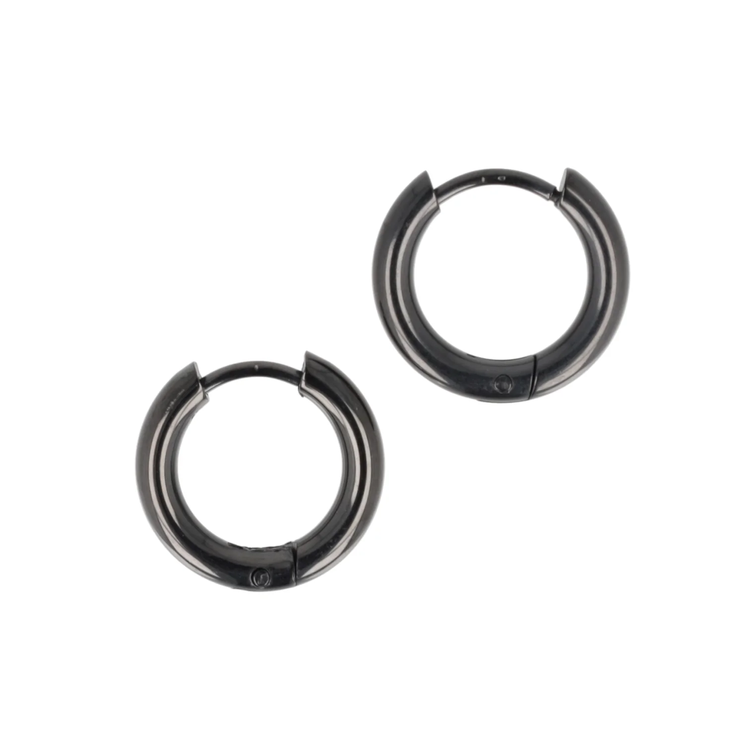 15mm Stainless Steel Hoop Earrings (Black) - Image 6