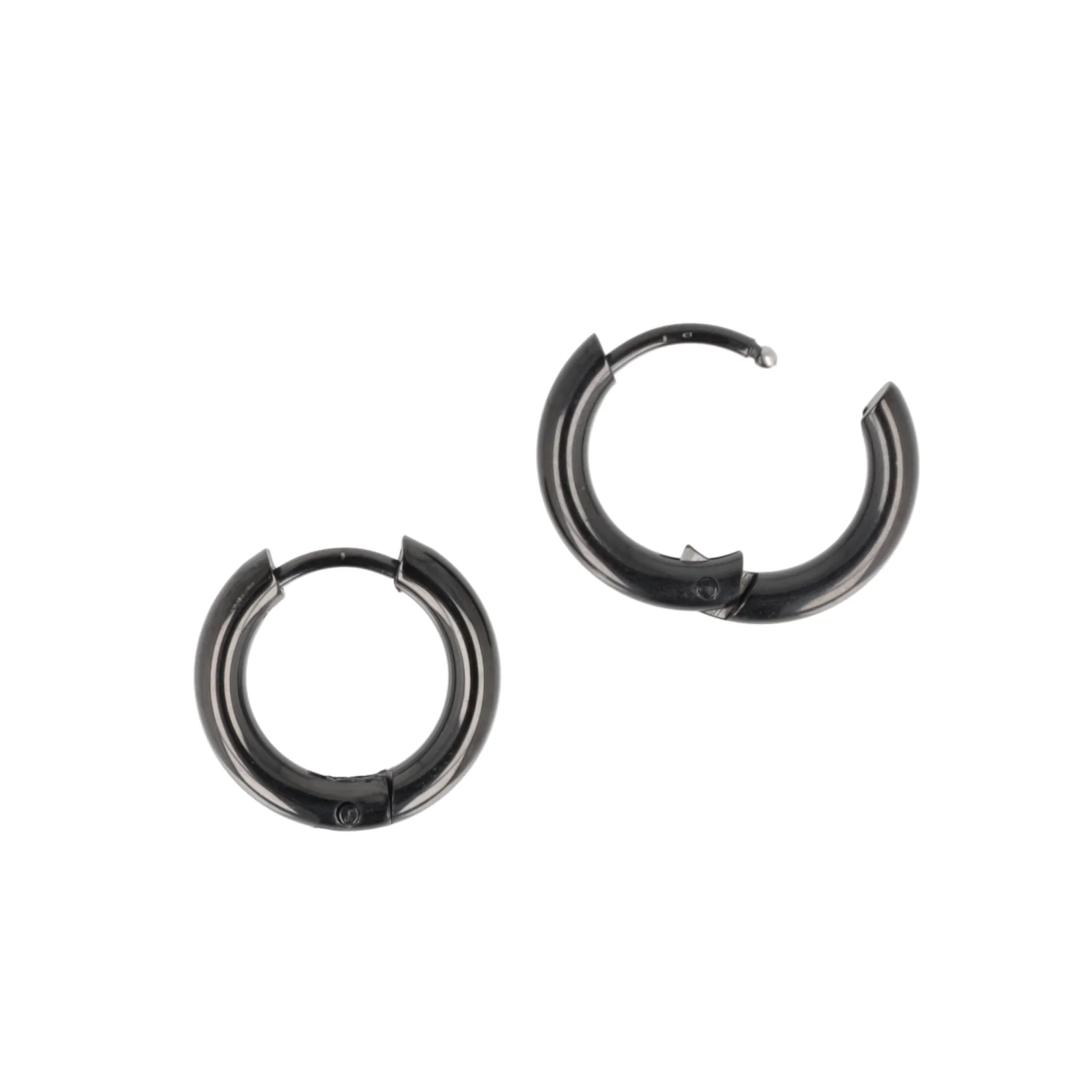 15mm Stainless Steel Hoop Earrings (Black) - Image 7