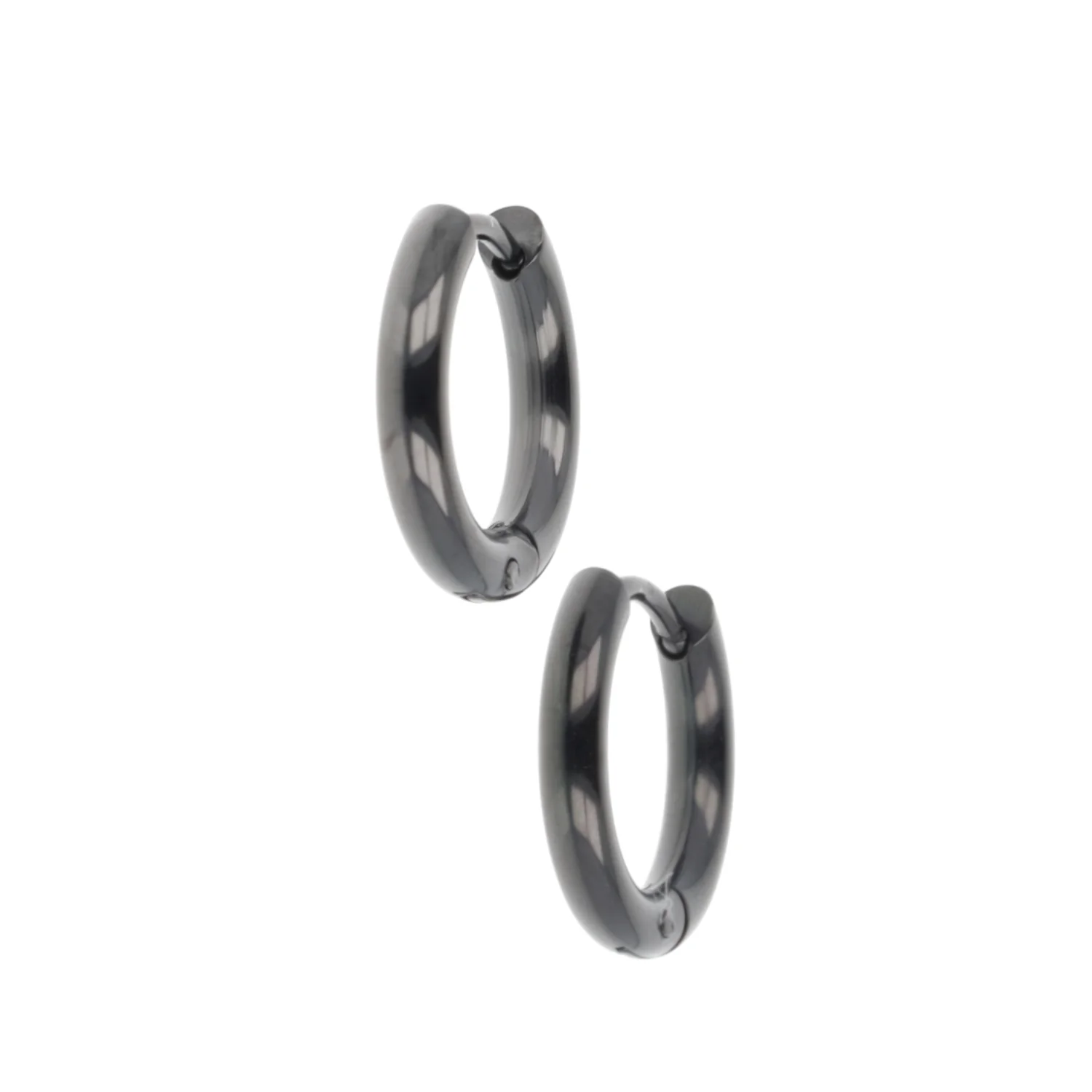 15mm Stainless Steel Hoop Earrings (Black) - Image 8