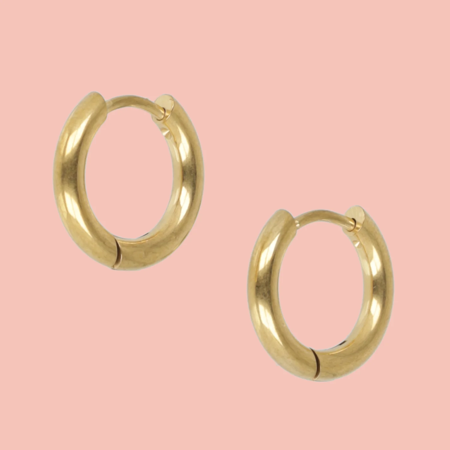 15mm Stainless Steel Hoop Earrings (Gold Plated)
