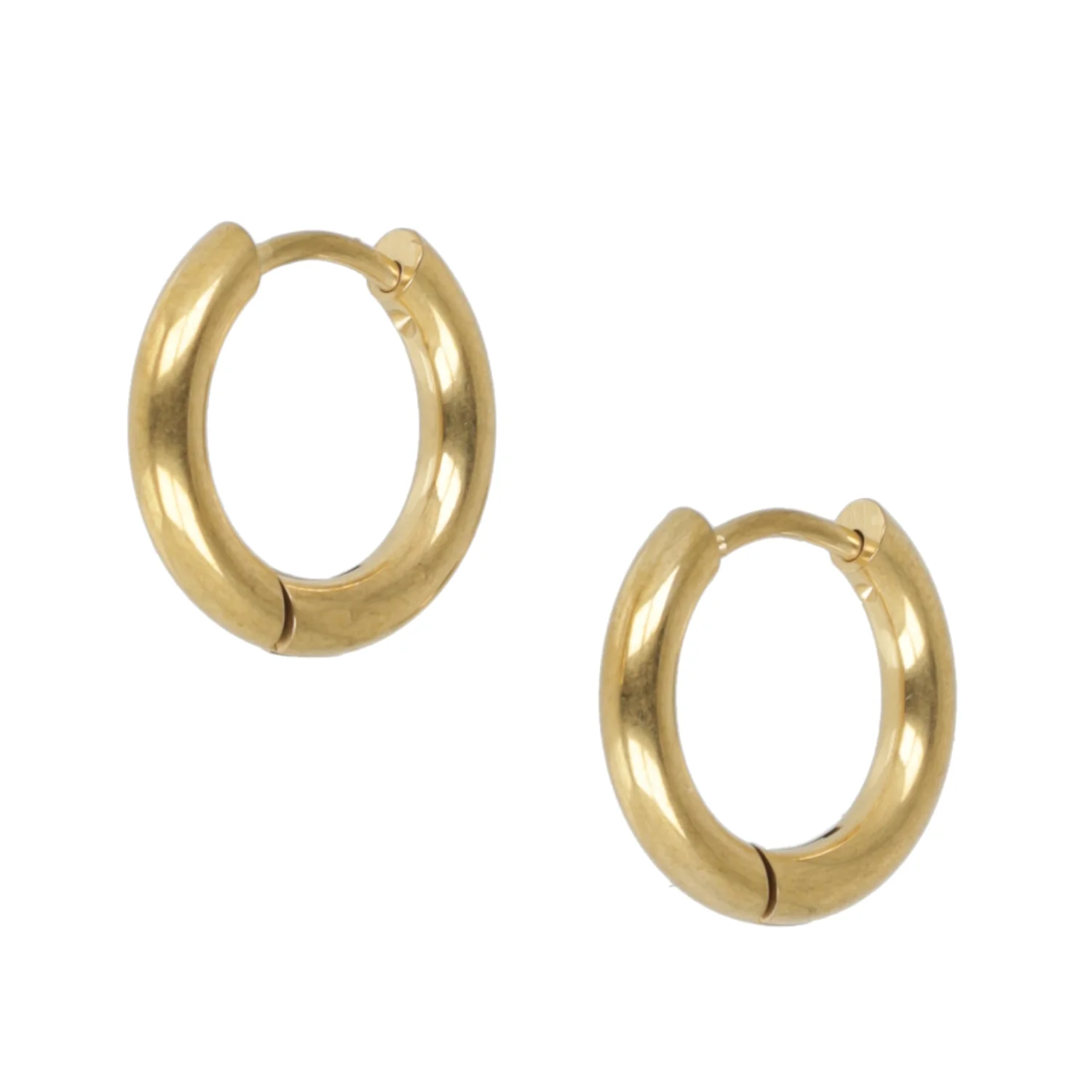 15mm Stainless Steel Hoop Earrings (Gold Plated) - Image 3