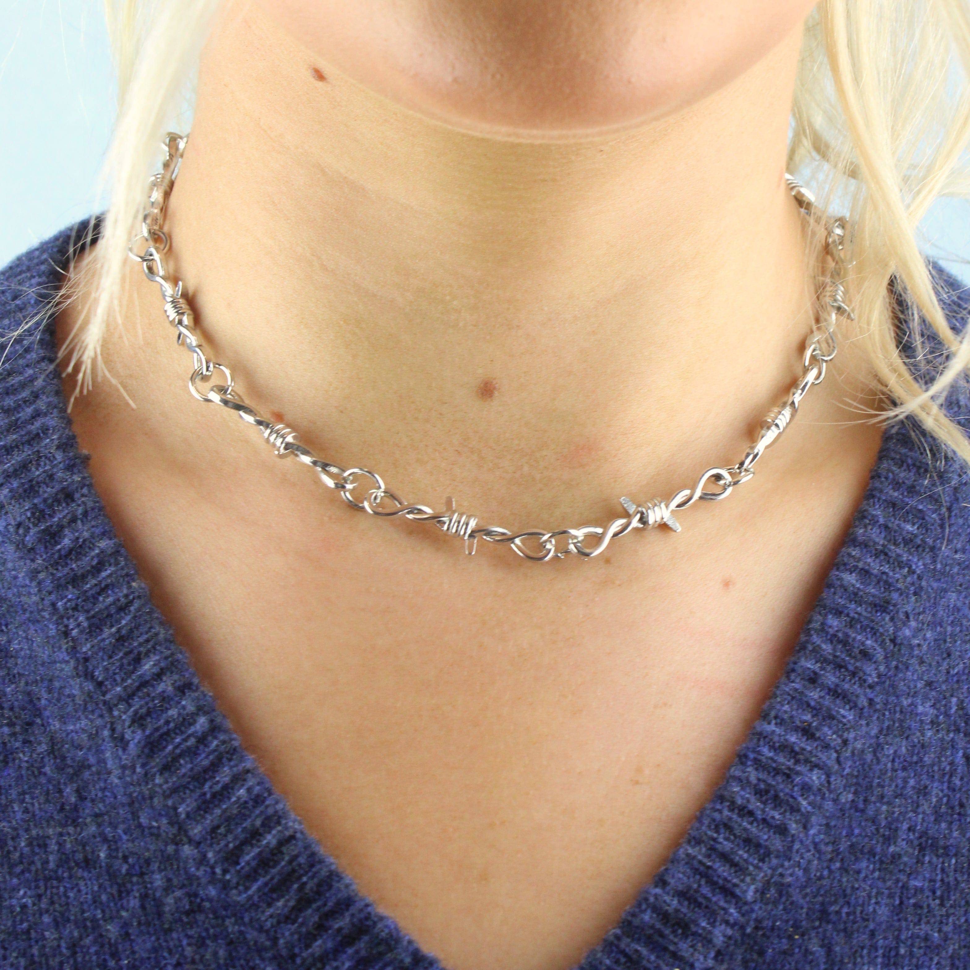 16 Inch Thin Barbed Wire Necklace - Image 2