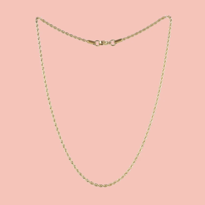 17 Inch Rope Chain Necklace (Gold Plated )