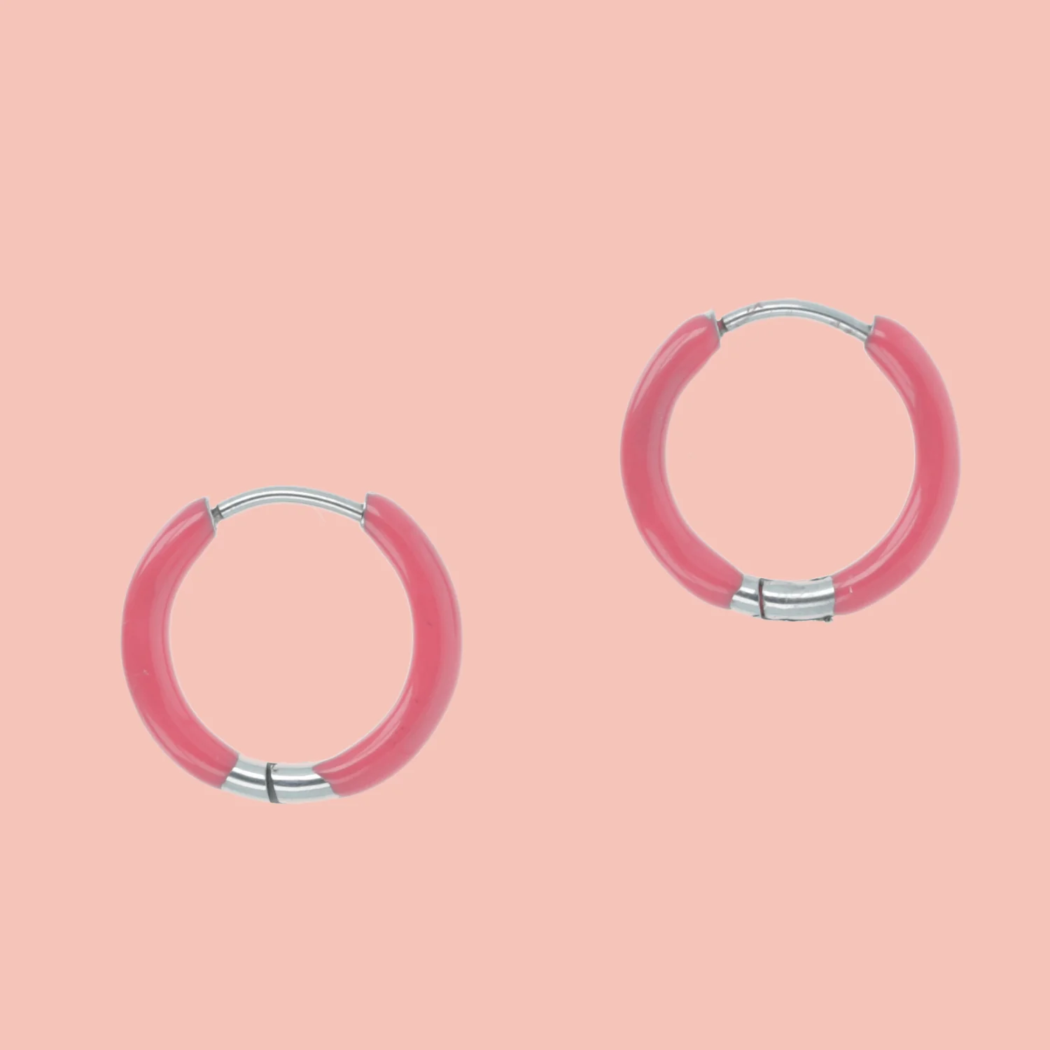 17mm Pink Hoop Earrings - Image 3