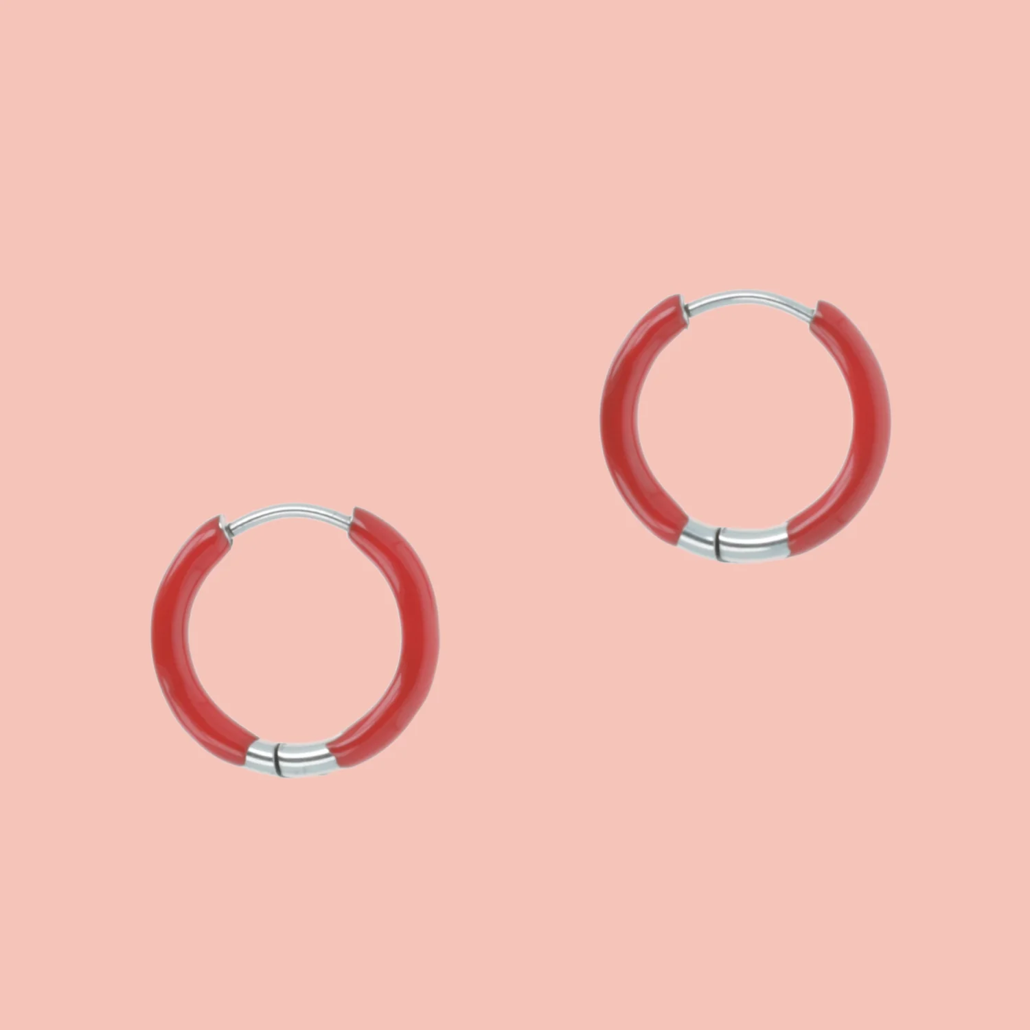 17mm Red Hoop Earrings - Image 3