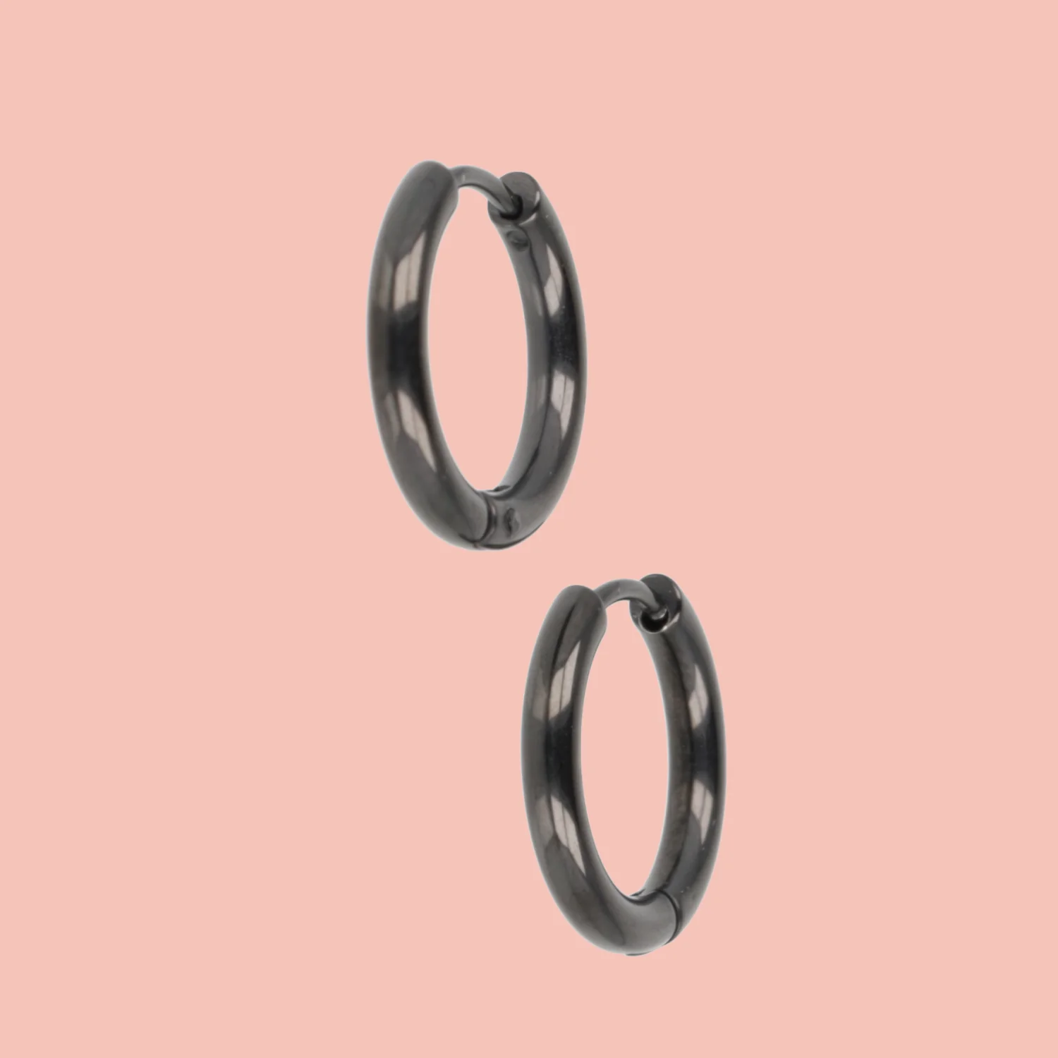 17mm Stainless Steel Hoop Earrings (Black)