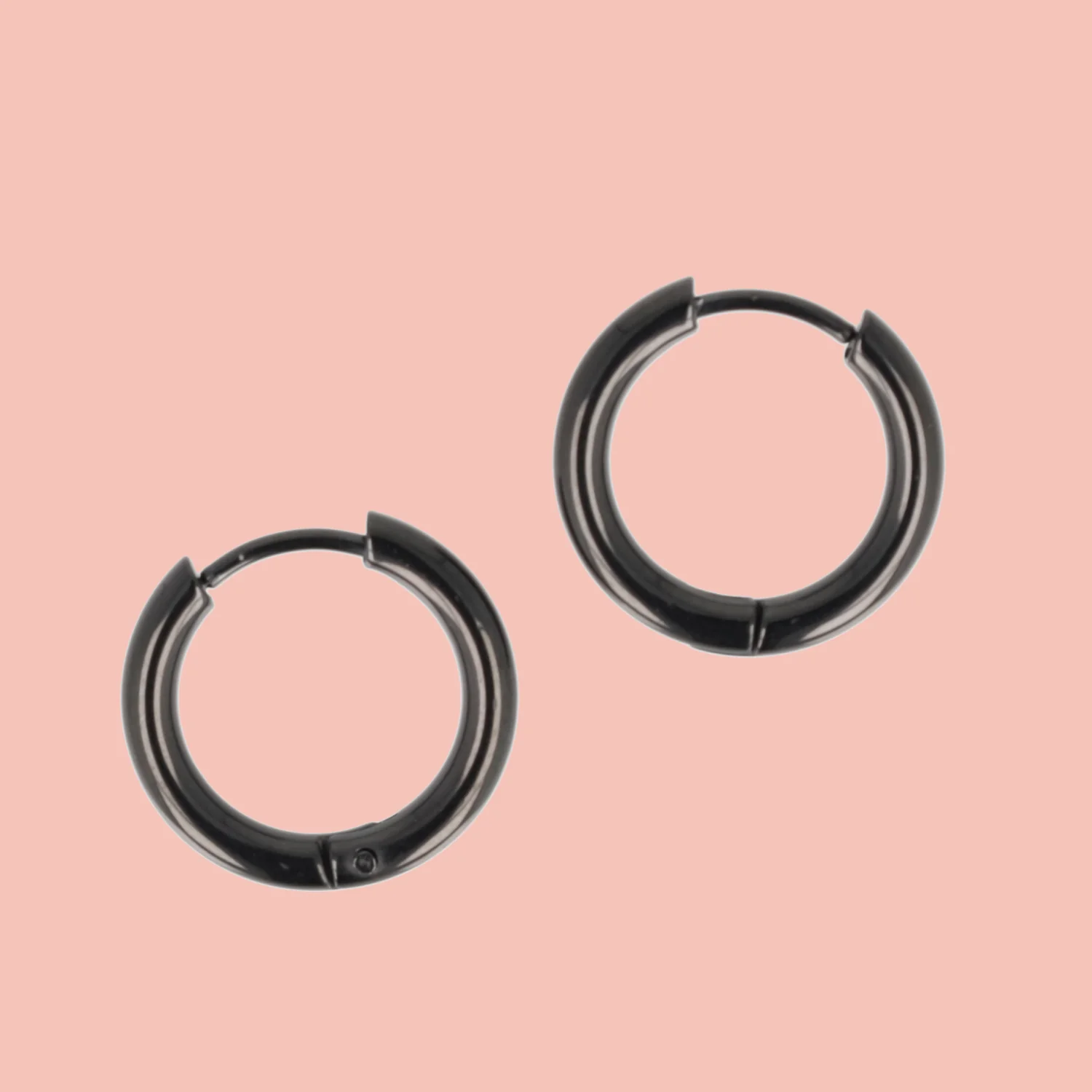 17mm Stainless Steel Hoop Earrings (Black) - Image 3