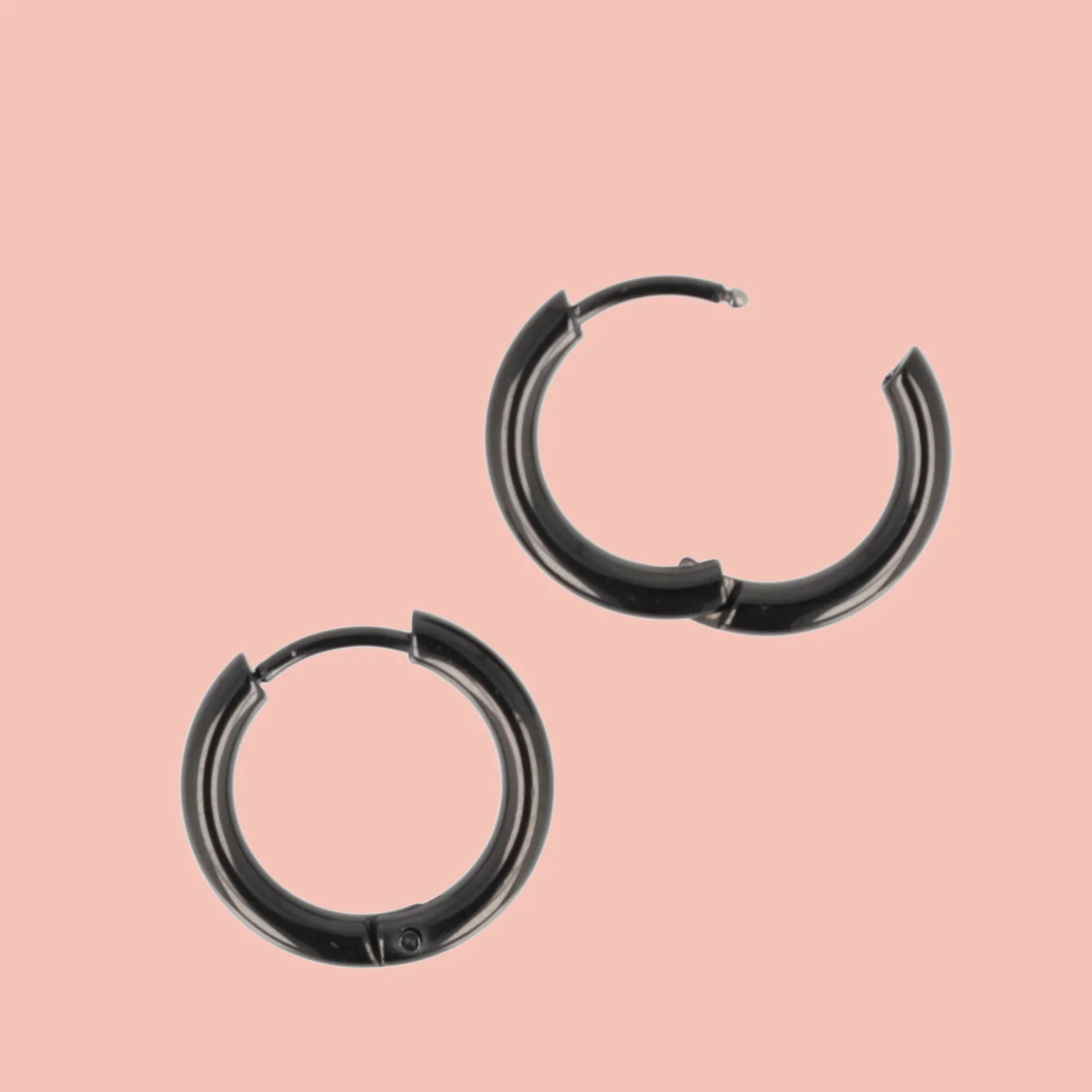 17mm Stainless Steel Hoop Earrings (Black) - Image 4