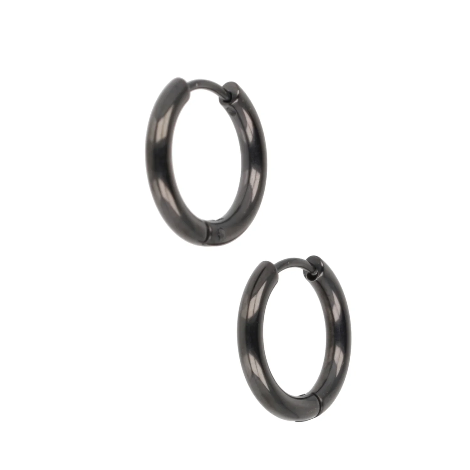 17mm Stainless Steel Hoop Earrings (Black) - Image 5