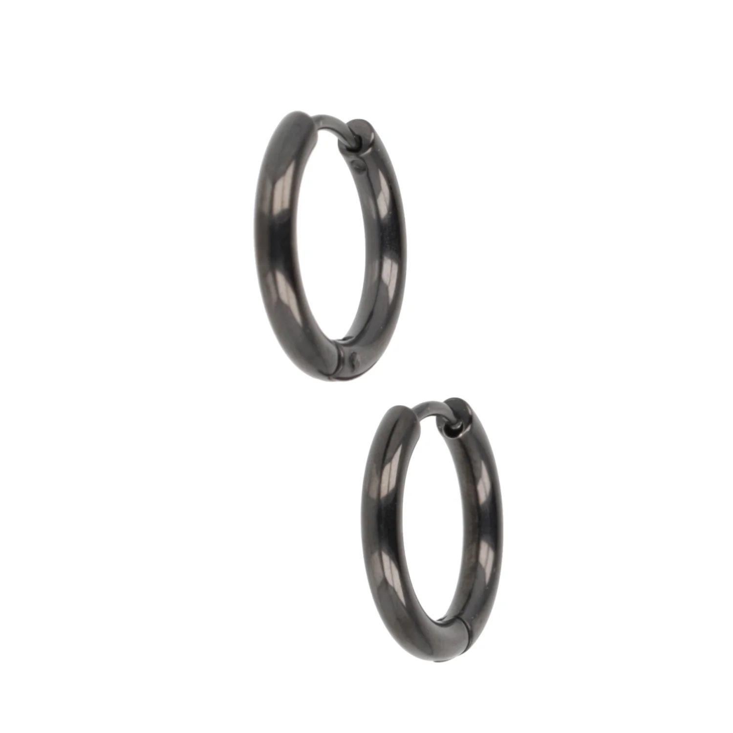 17mm Stainless Steel Hoop Earrings (Black) - Image 6