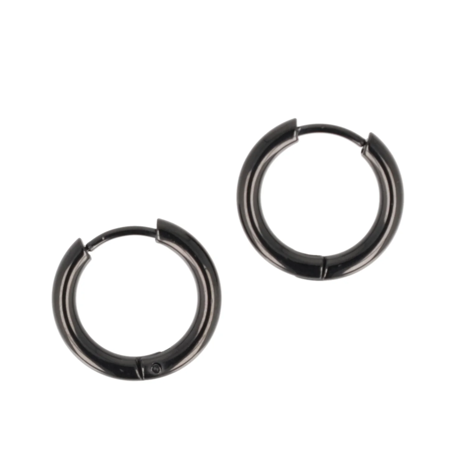 17mm Stainless Steel Hoop Earrings (Black) - Image 7