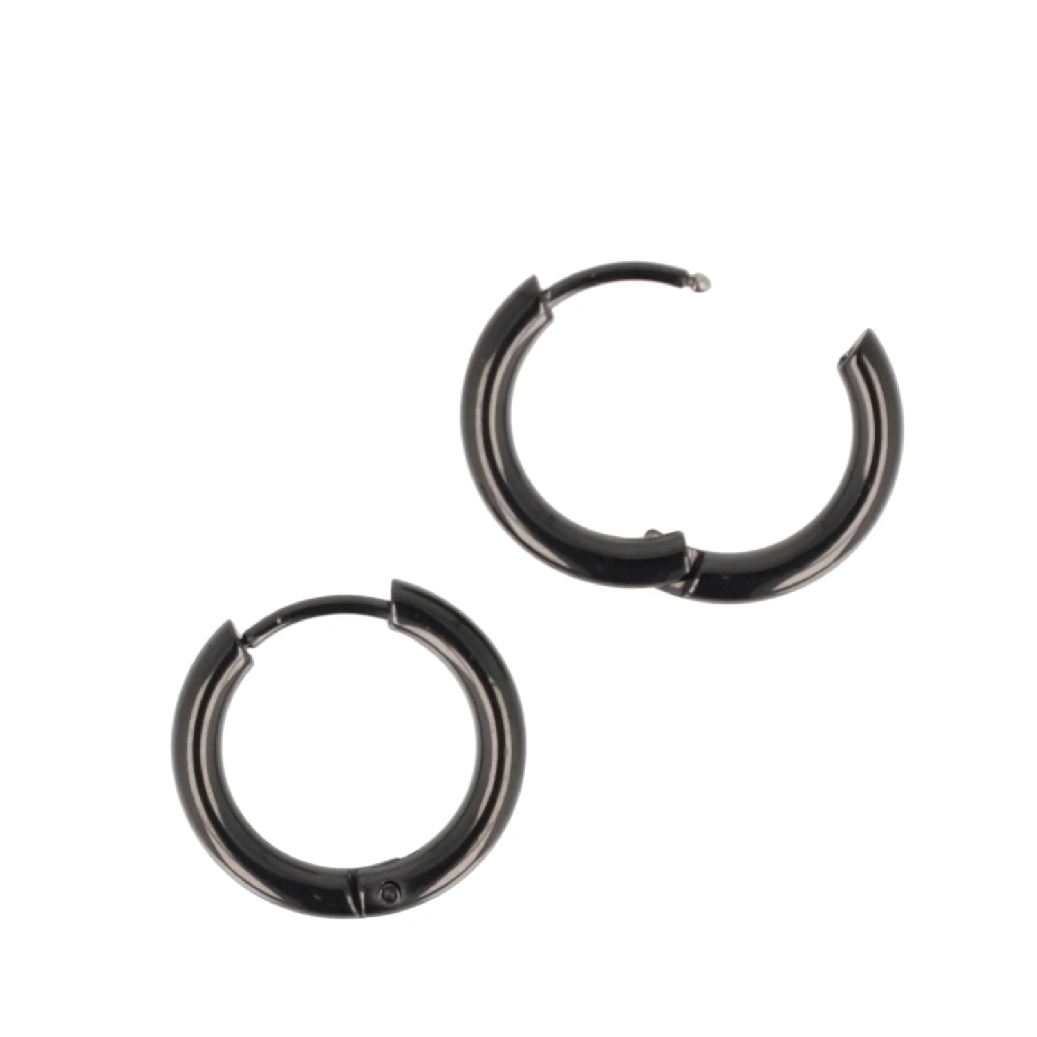17mm Stainless Steel Hoop Earrings (Black) - Image 8