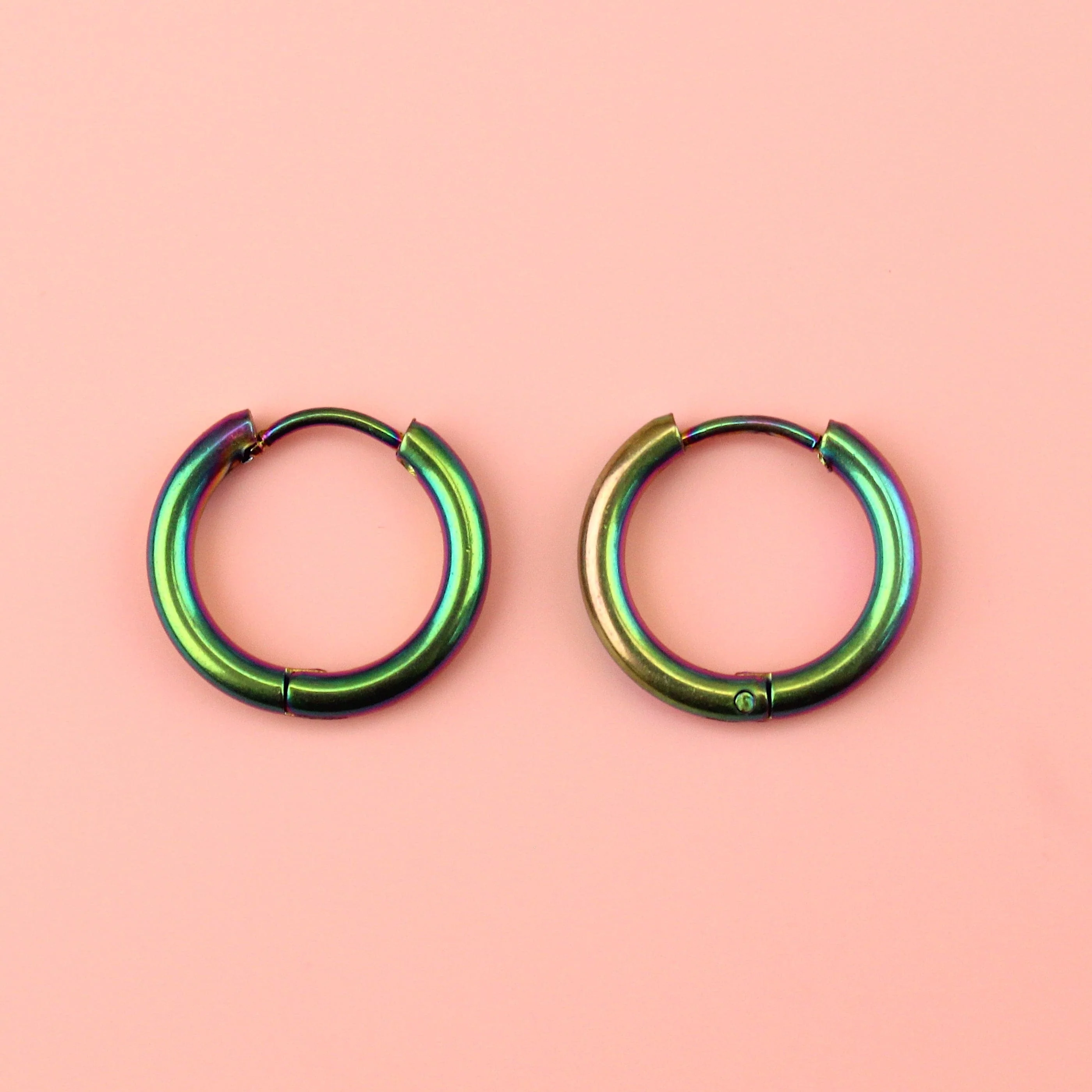 17mm Stainless Steel Hoop Earrings (Rainbow)