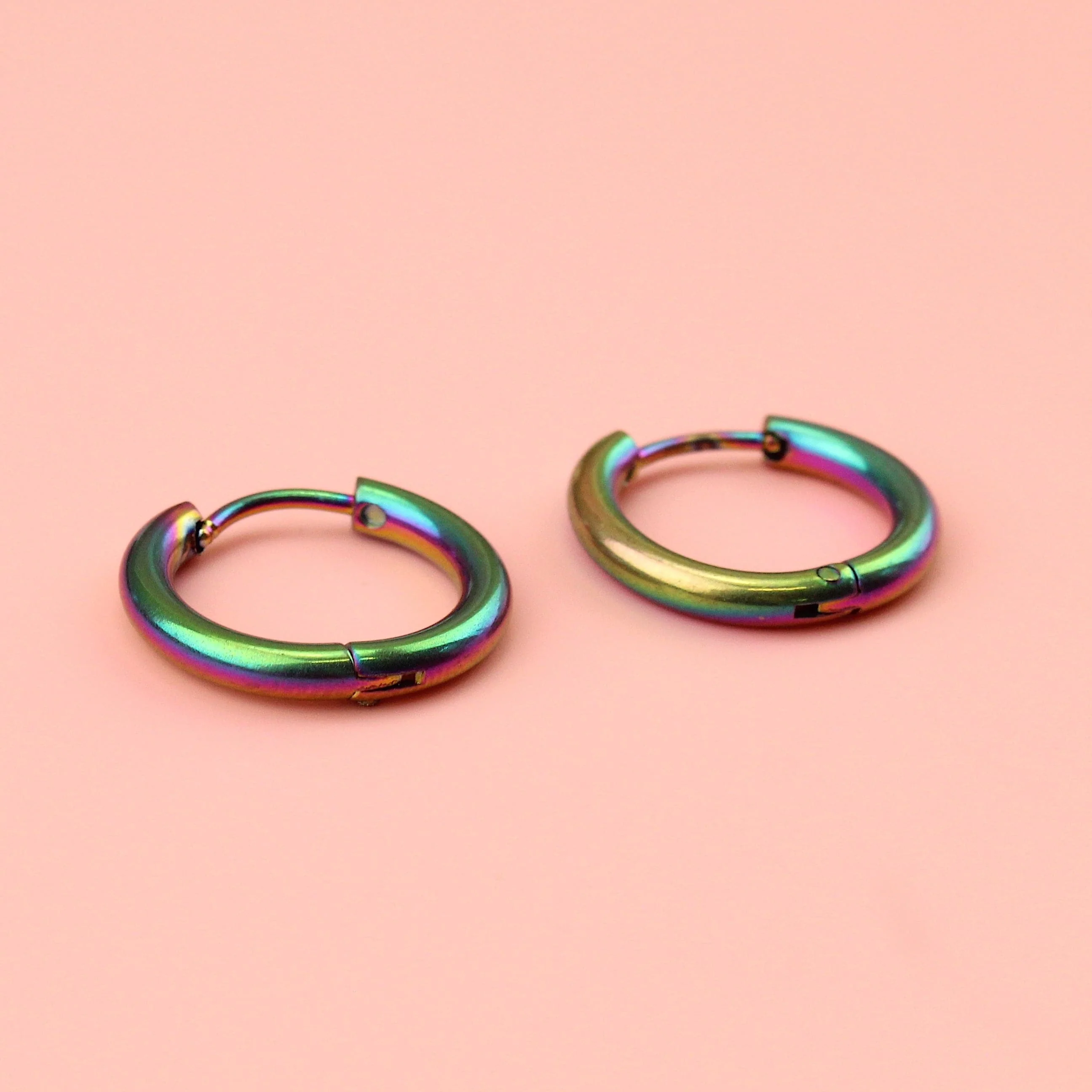 17mm Stainless Steel Hoop Earrings (Rainbow) - Image 3