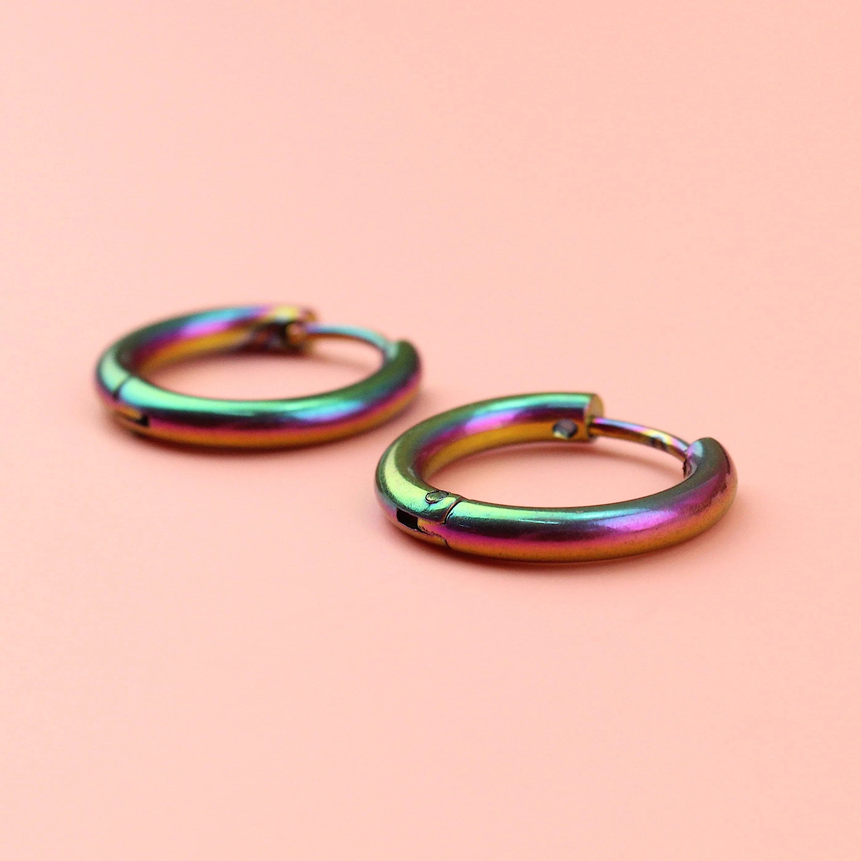 17mm Stainless Steel Hoop Earrings (Rainbow) - Image 4
