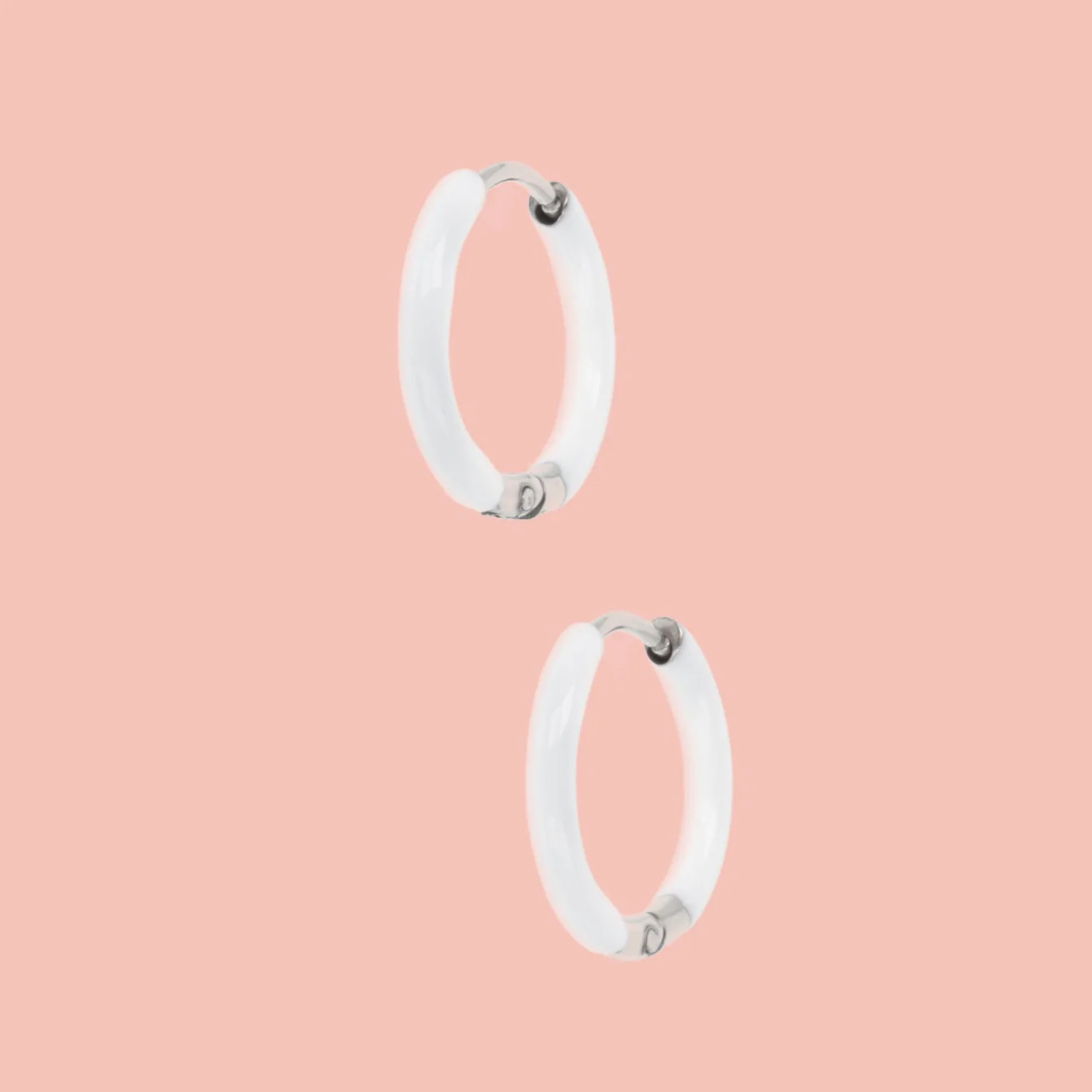 17mm White Hoop Earrings