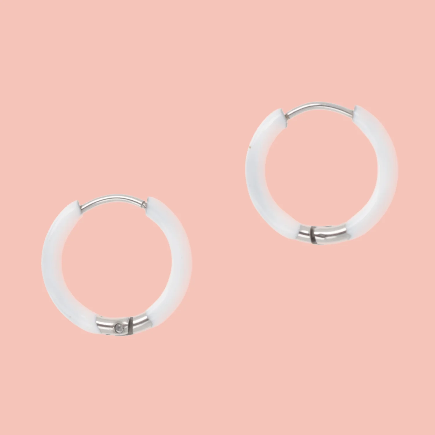 17mm White Hoop Earrings - Image 3