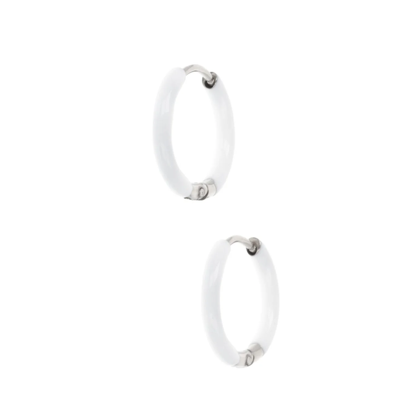 17mm White Hoop Earrings - Image 4
