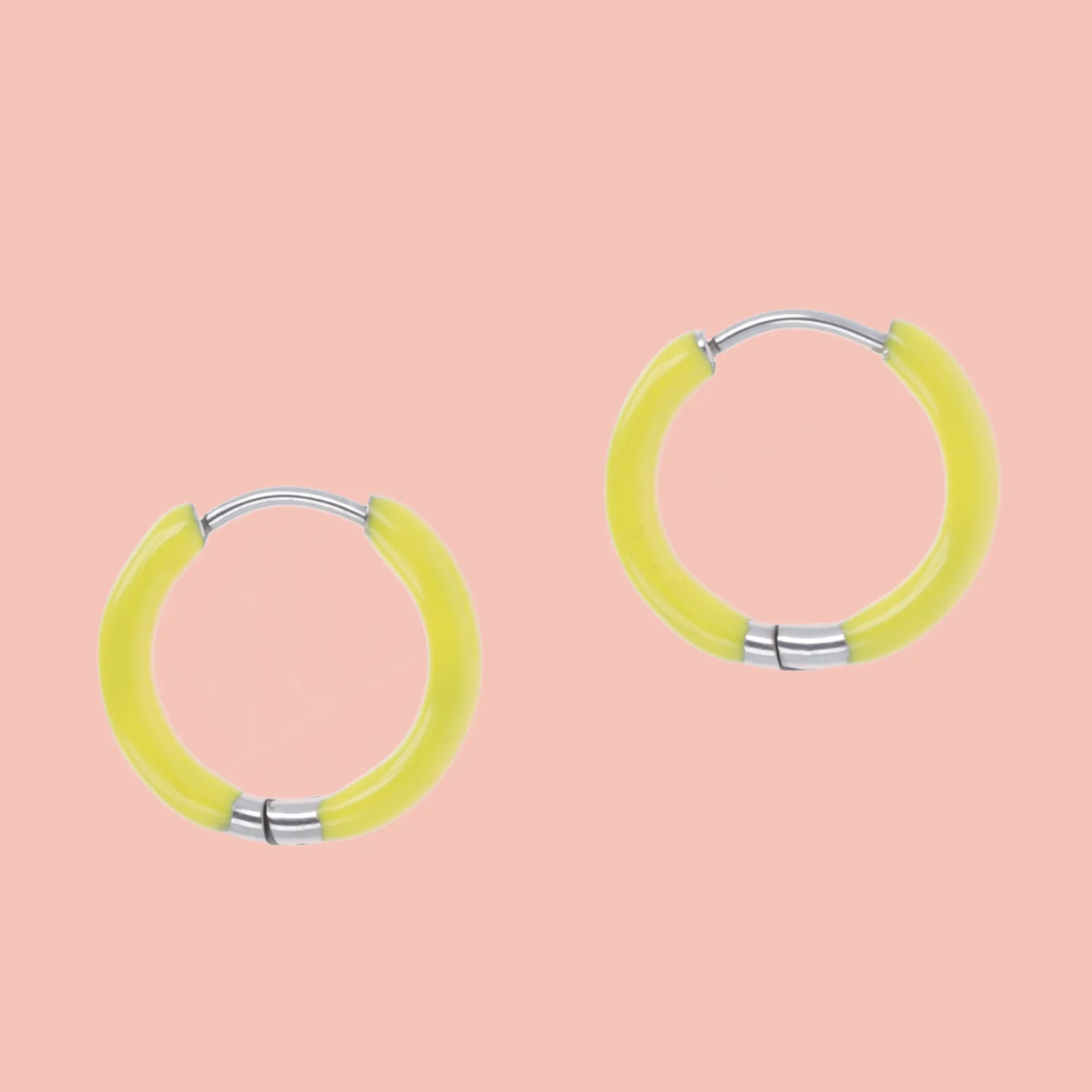17mm Yellow Hoop Earrings - Image 3