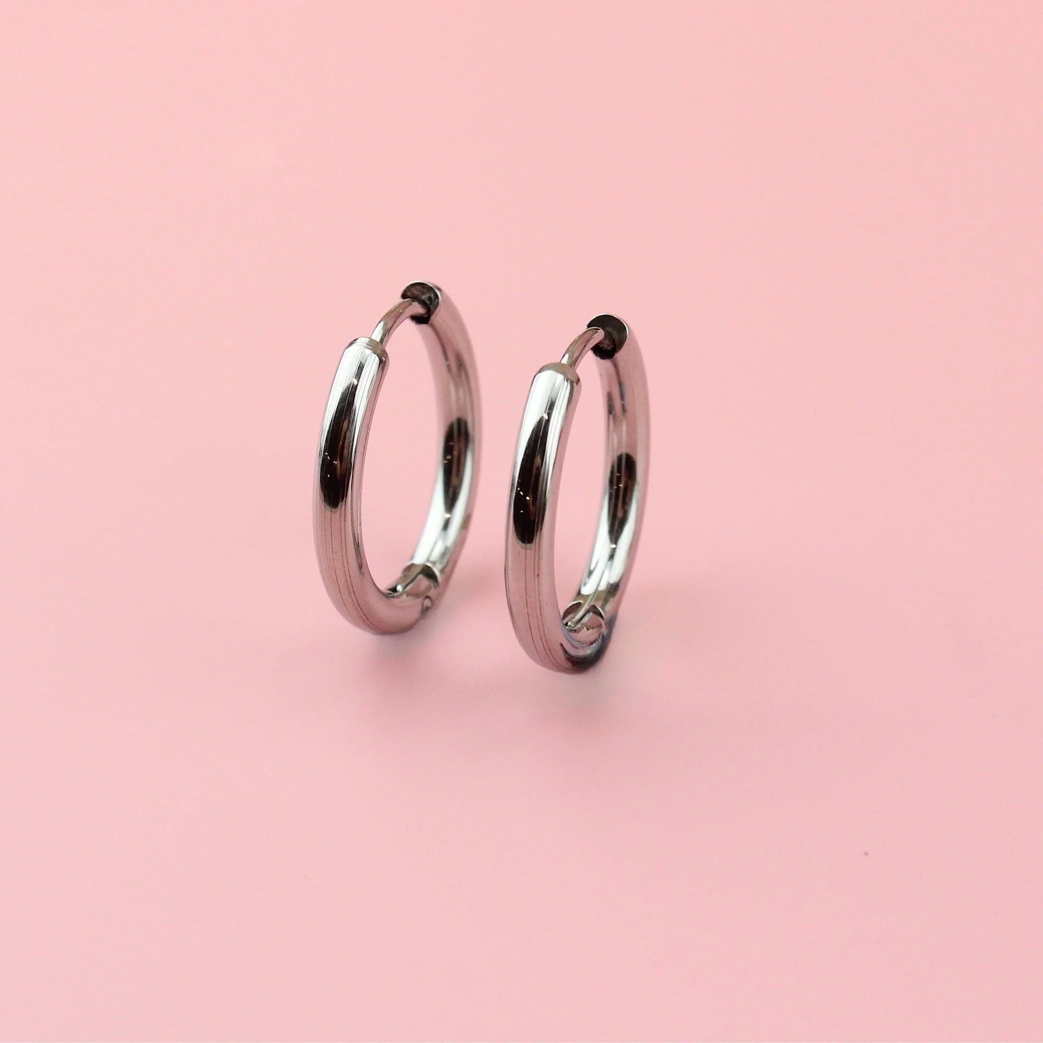 19mm Stainless Steel Hoop Earrings - Image 5