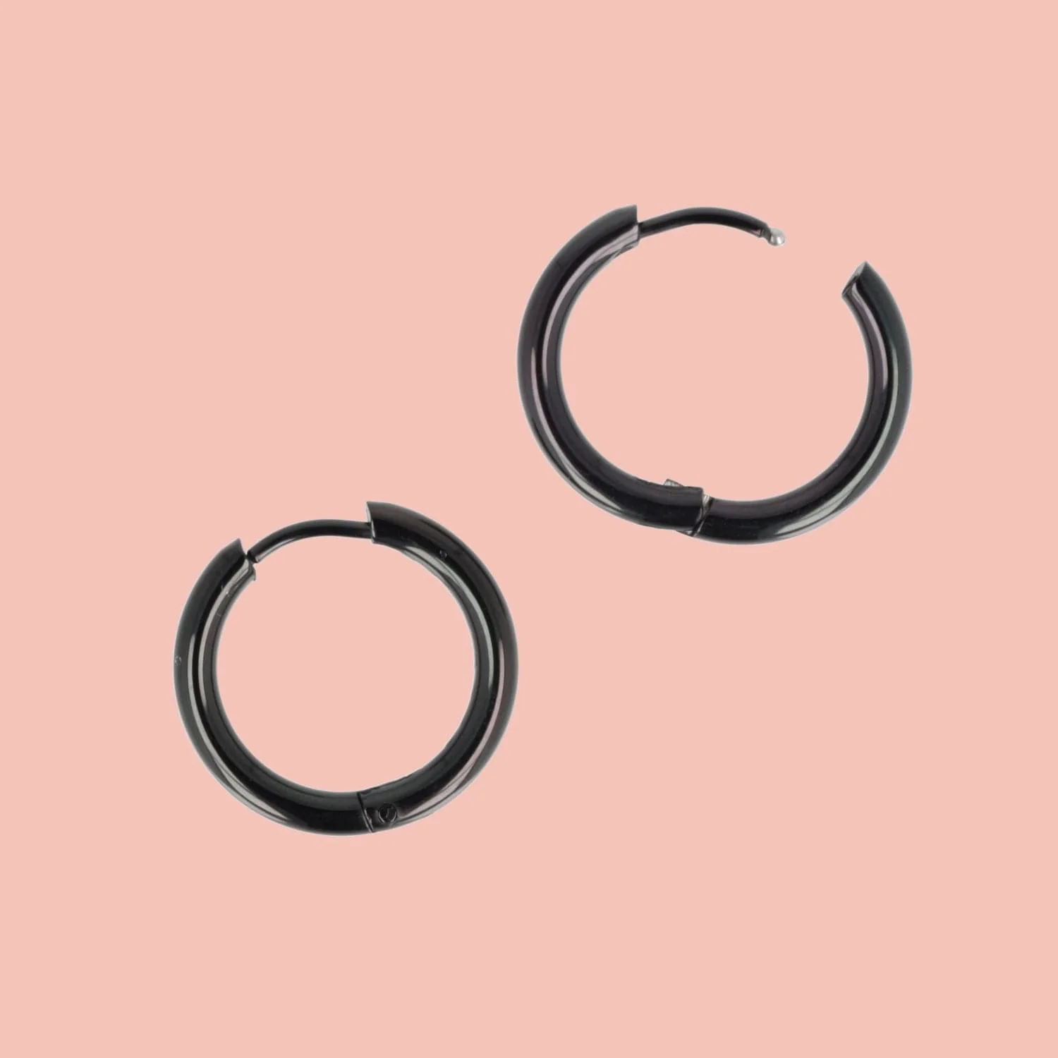 19mm Stainless Steel Hoop Earrings (Black) - Image 3
