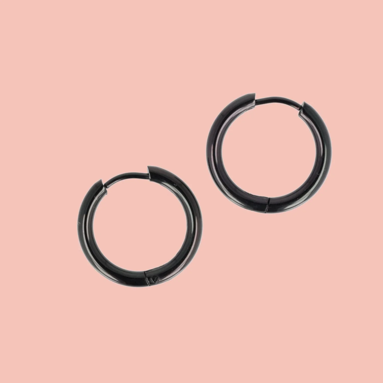 19mm Stainless Steel Hoop Earrings (Black) - Image 4