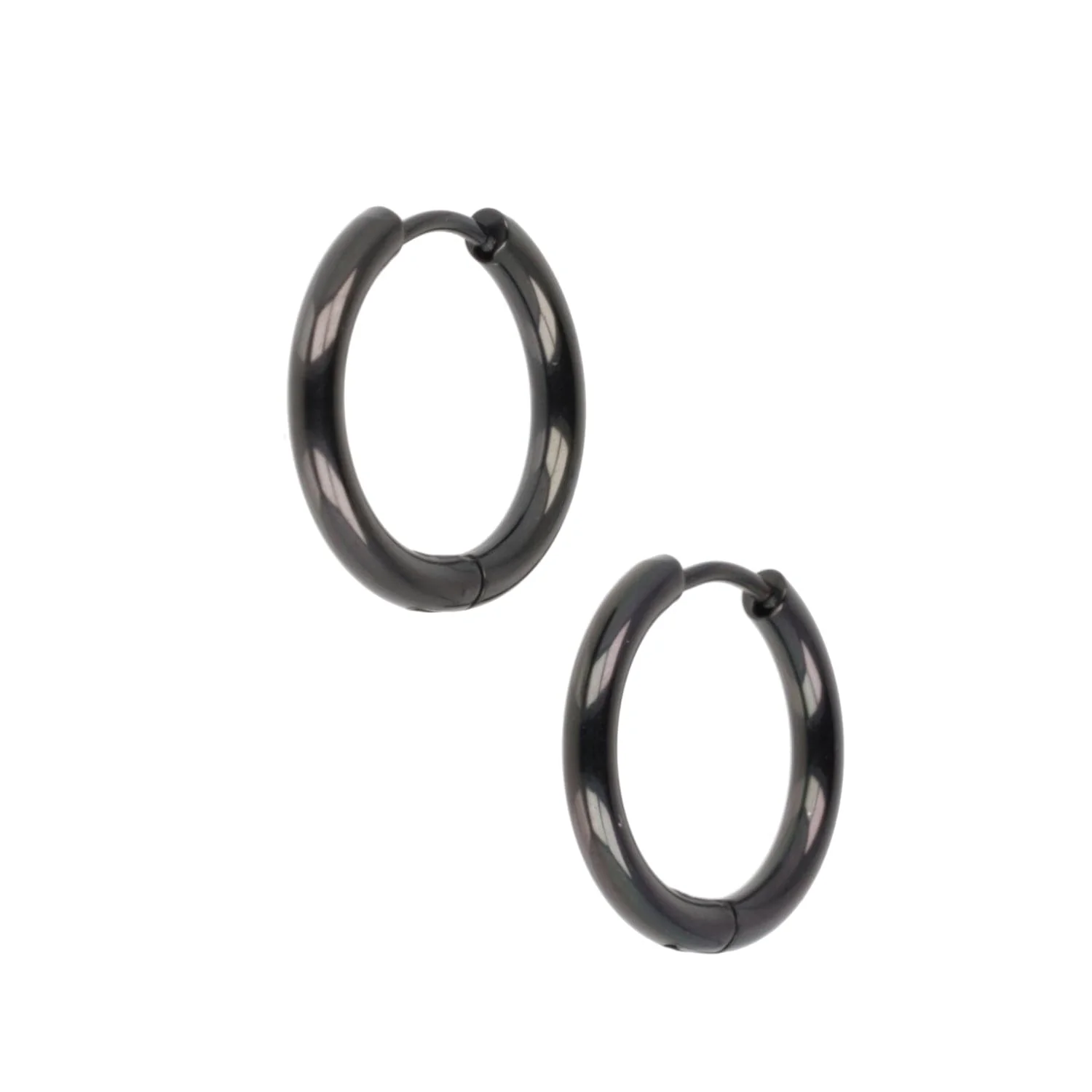 19mm Stainless Steel Hoop Earrings (Black) - Image 5