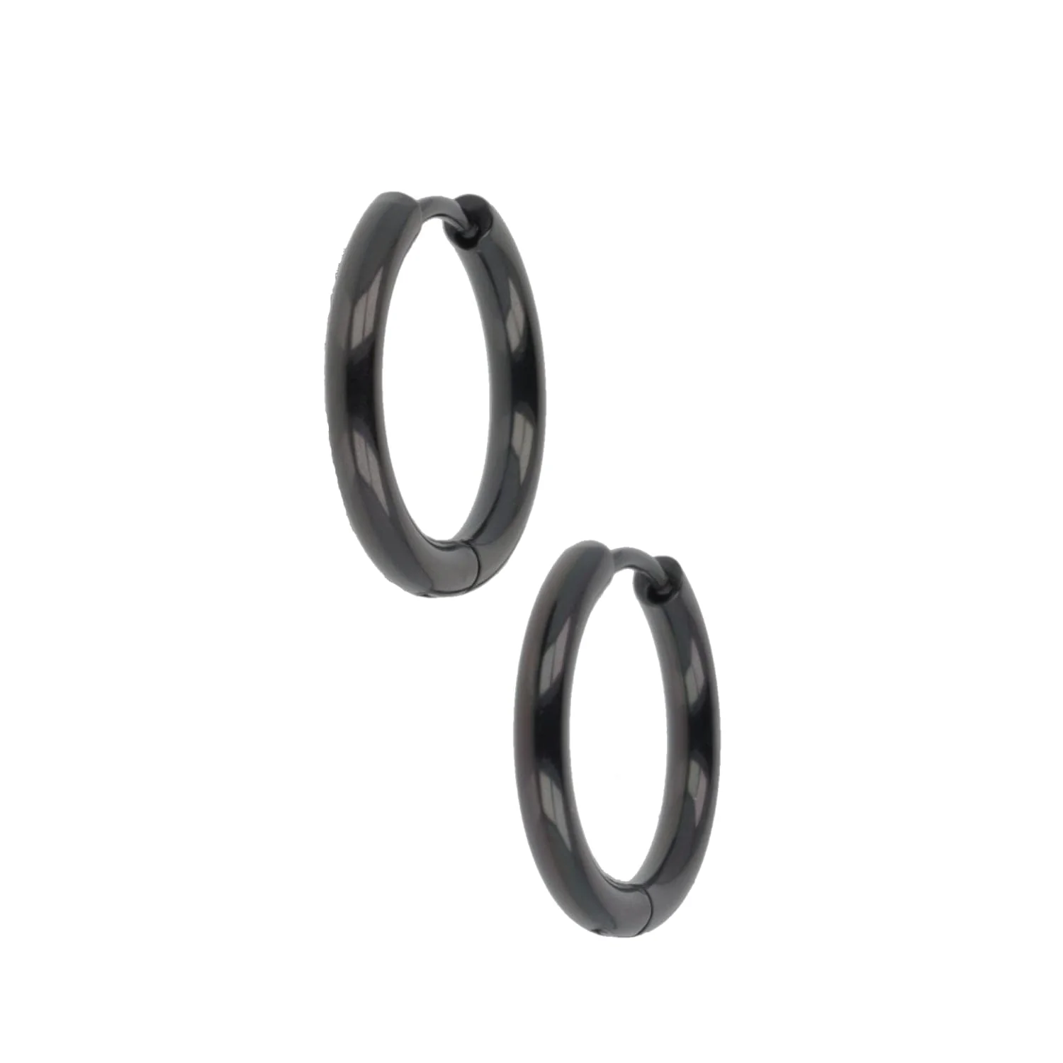 19mm Stainless Steel Hoop Earrings (Black) - Image 6