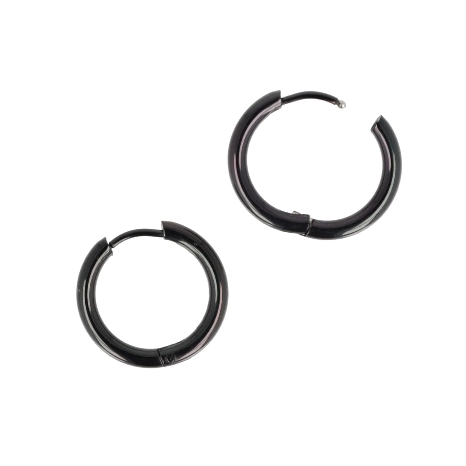 19mm Stainless Steel Hoop Earrings (Black) - Image 7