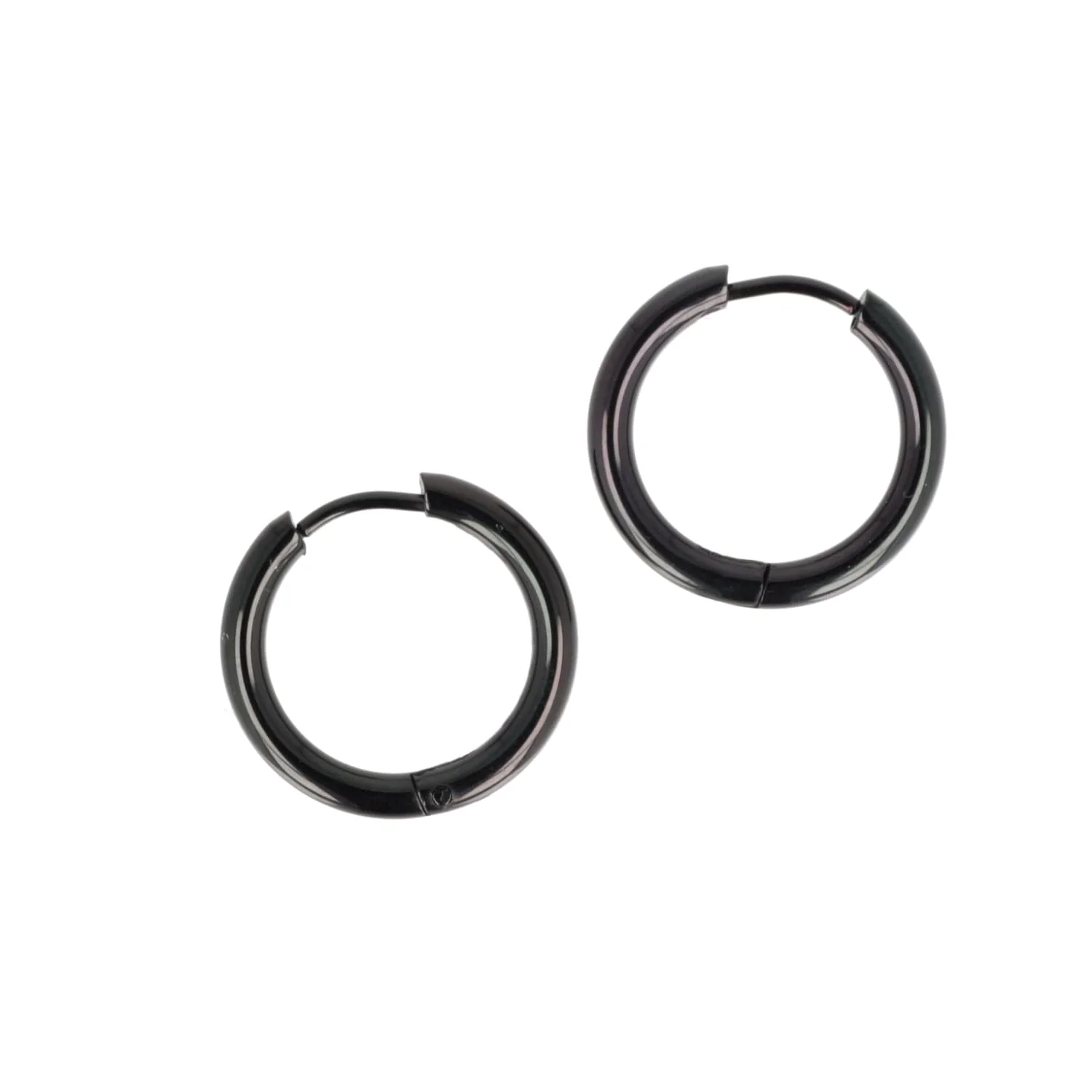 19mm Stainless Steel Hoop Earrings (Black) - Image 8