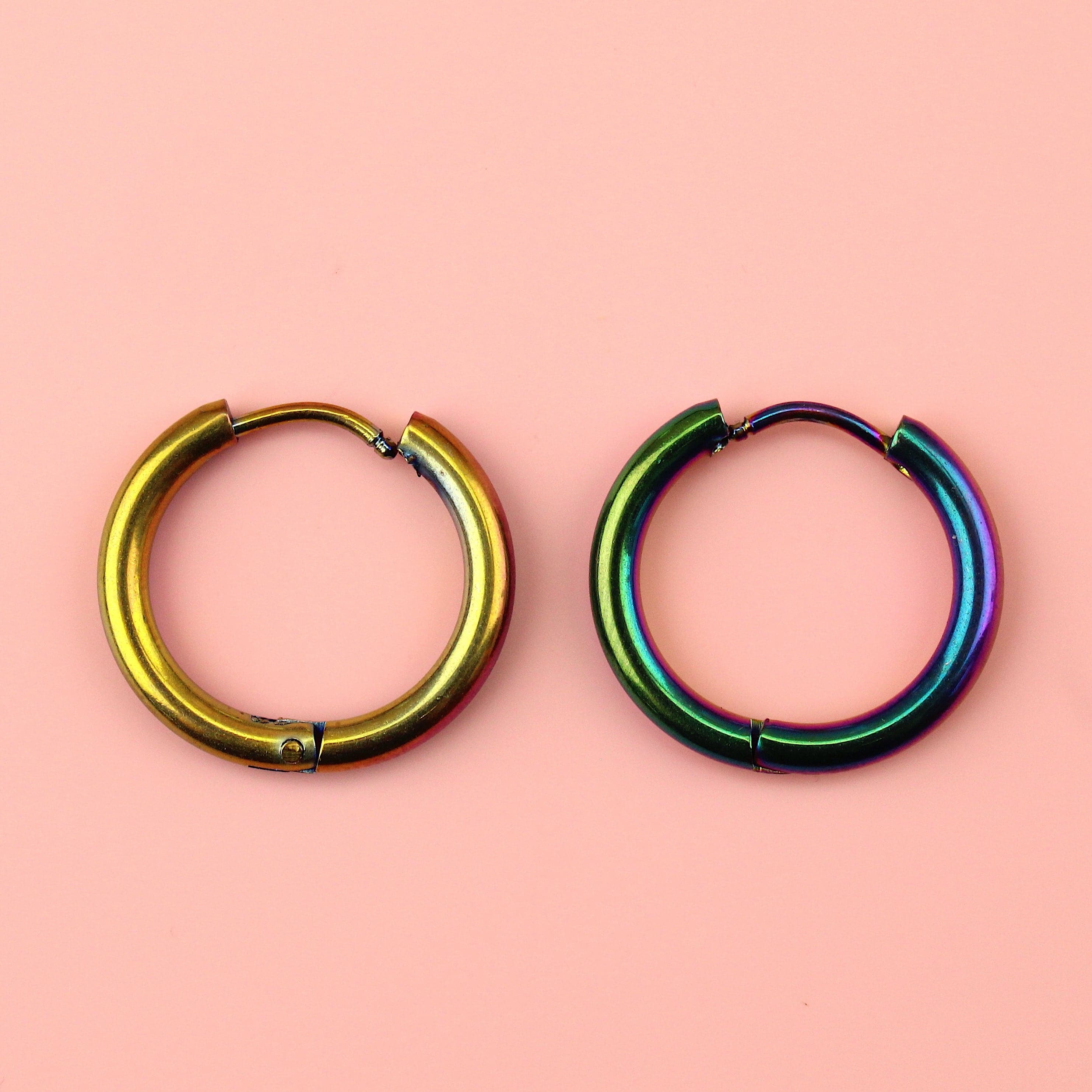 19mm Stainless Steel Hoop Earrings (Rainbow) - Image 2
