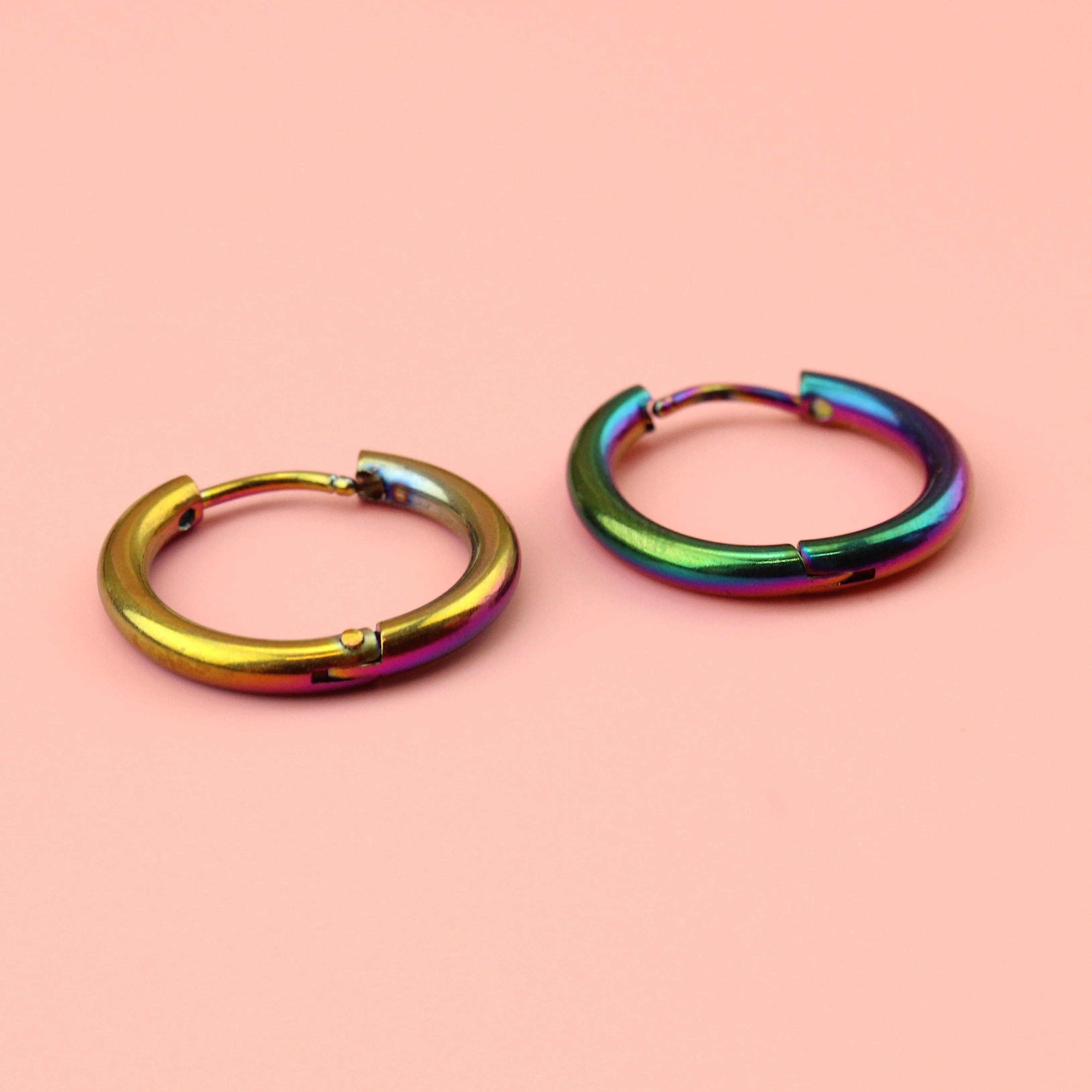 19mm Stainless Steel Hoop Earrings (Rainbow) - Image 4