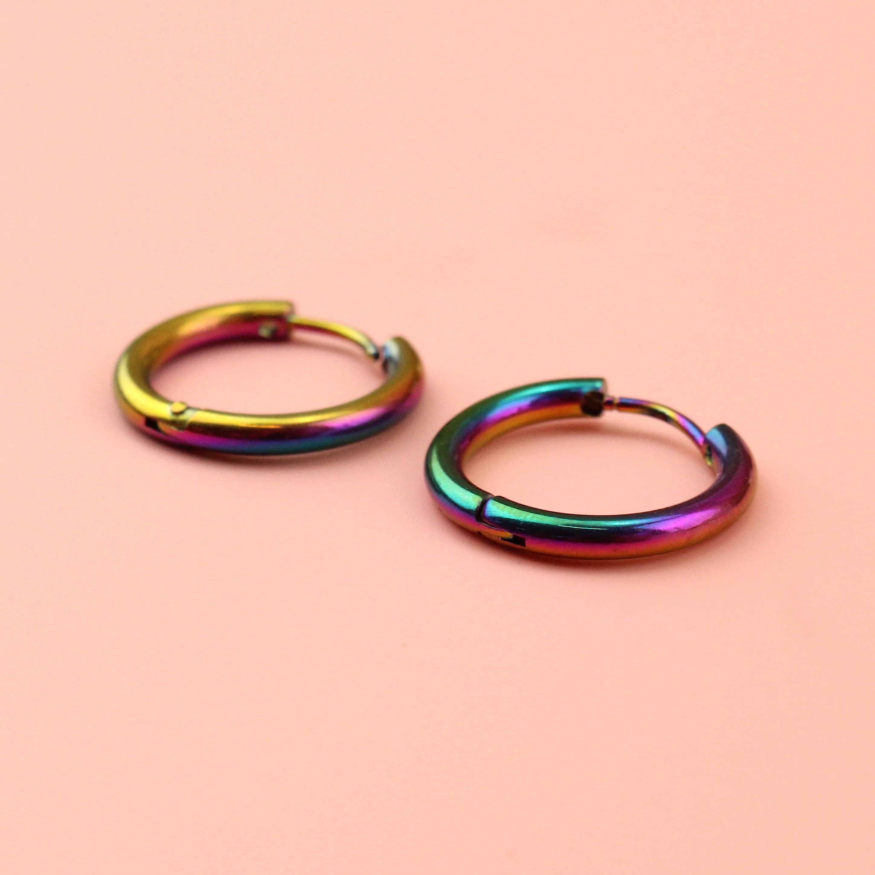 19mm Stainless Steel Hoop Earrings (Rainbow) - Image 5