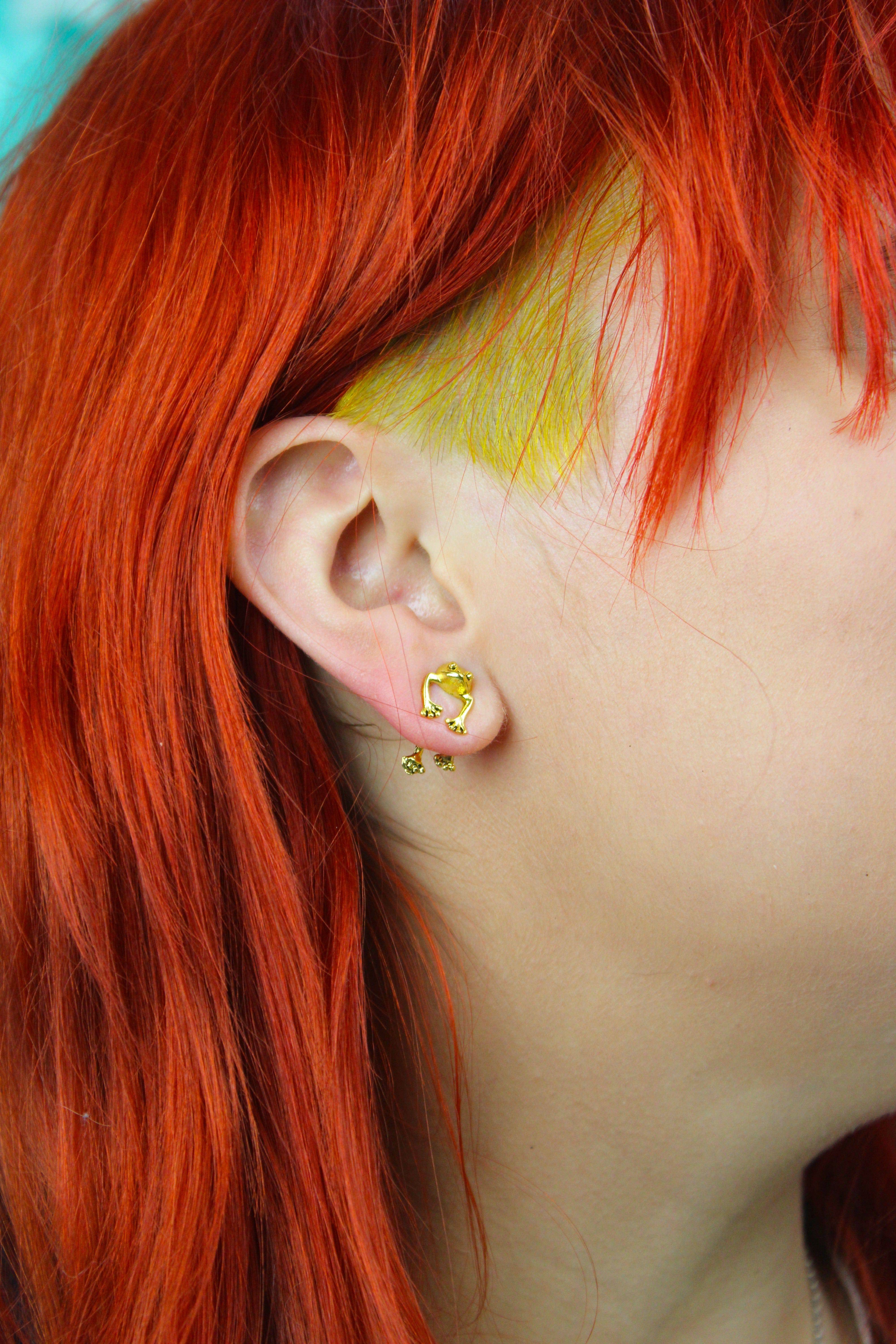 2 Piece Frog Stud Earrings (Gold Plated) - Image 2