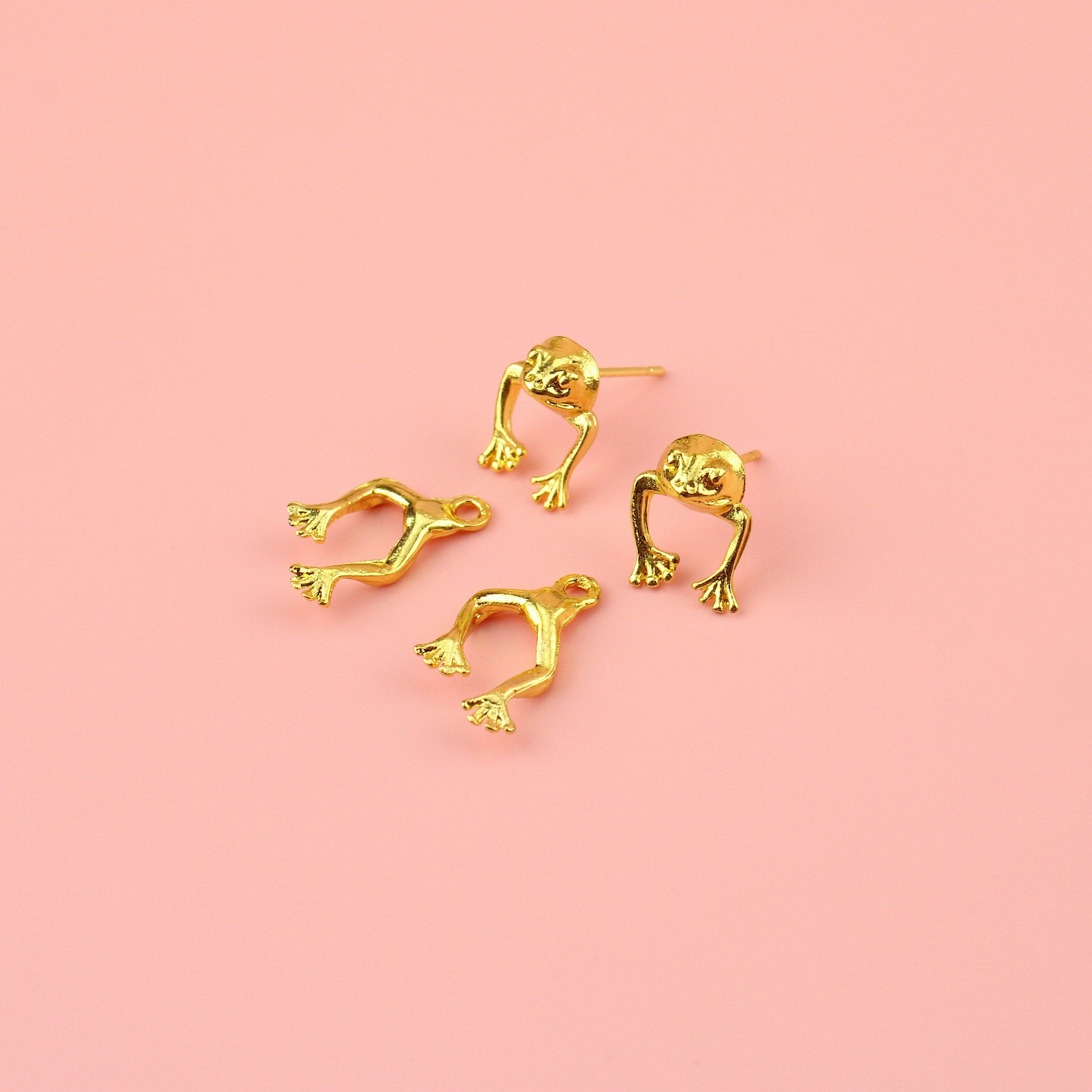 2 Piece Frog Stud Earrings (Gold Plated) - Image 3