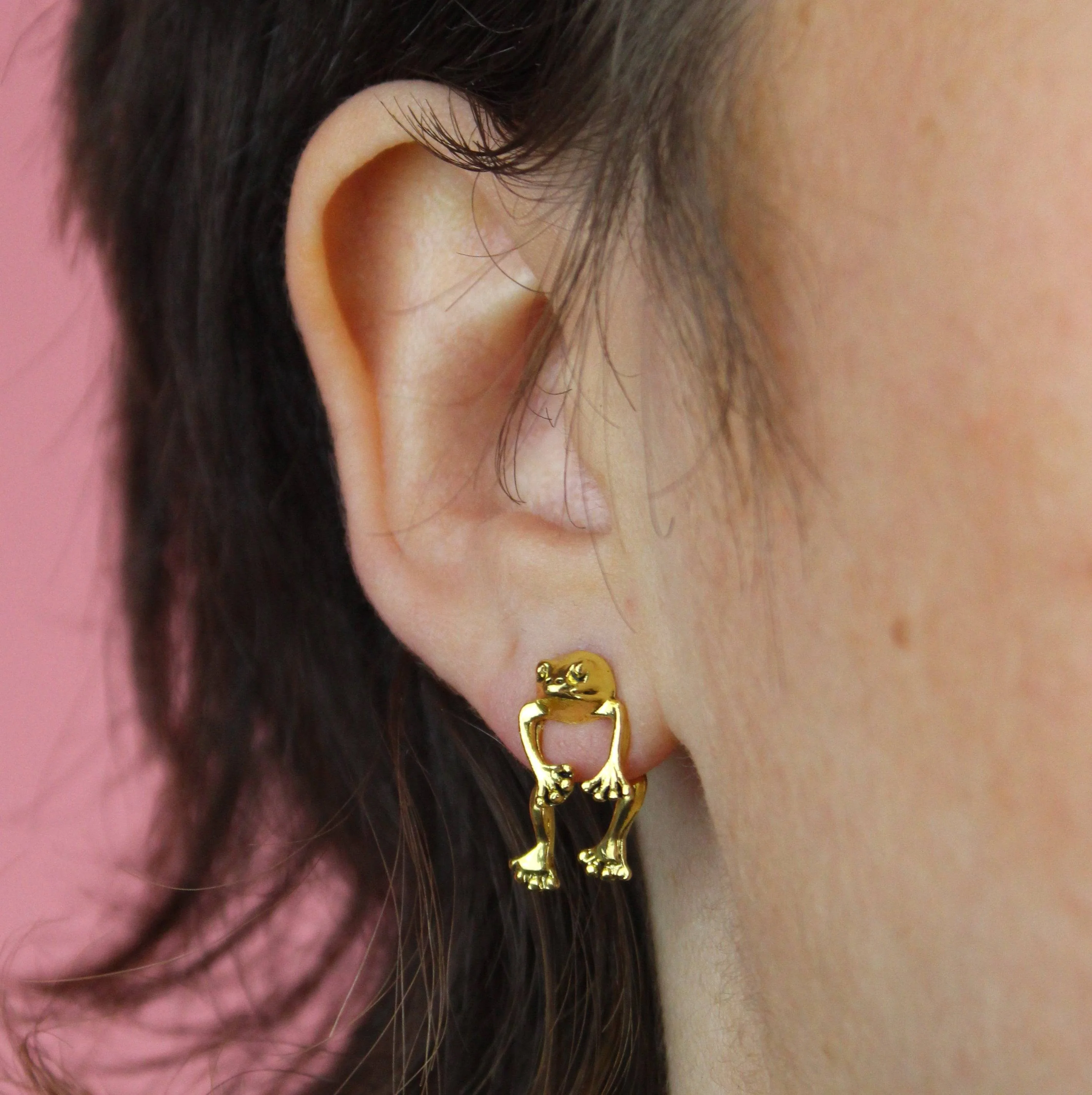 2 Piece Frog Stud Earrings (Gold Plated) - Image 4