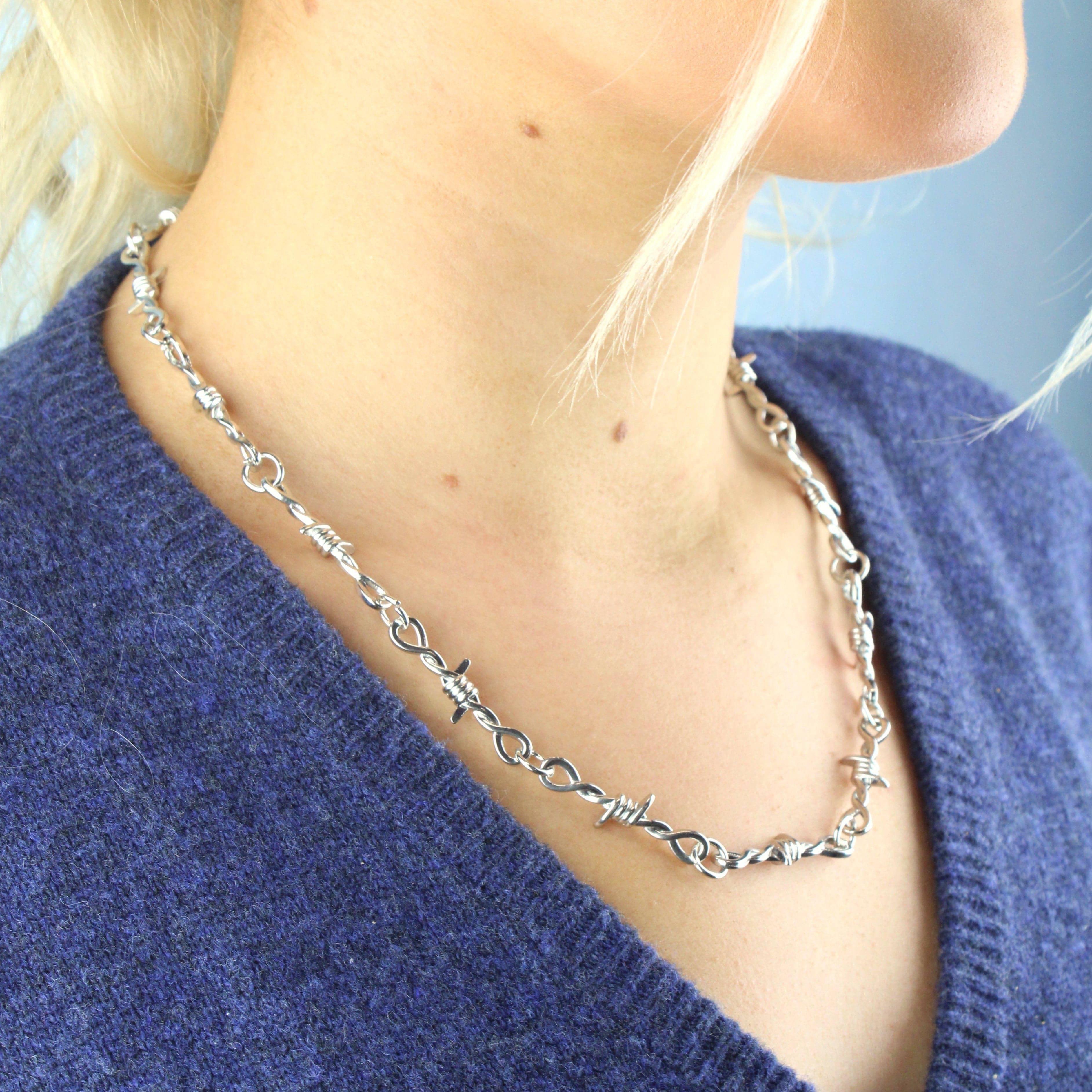 20 Inch Thin Barbed Wire Necklace - Image 2