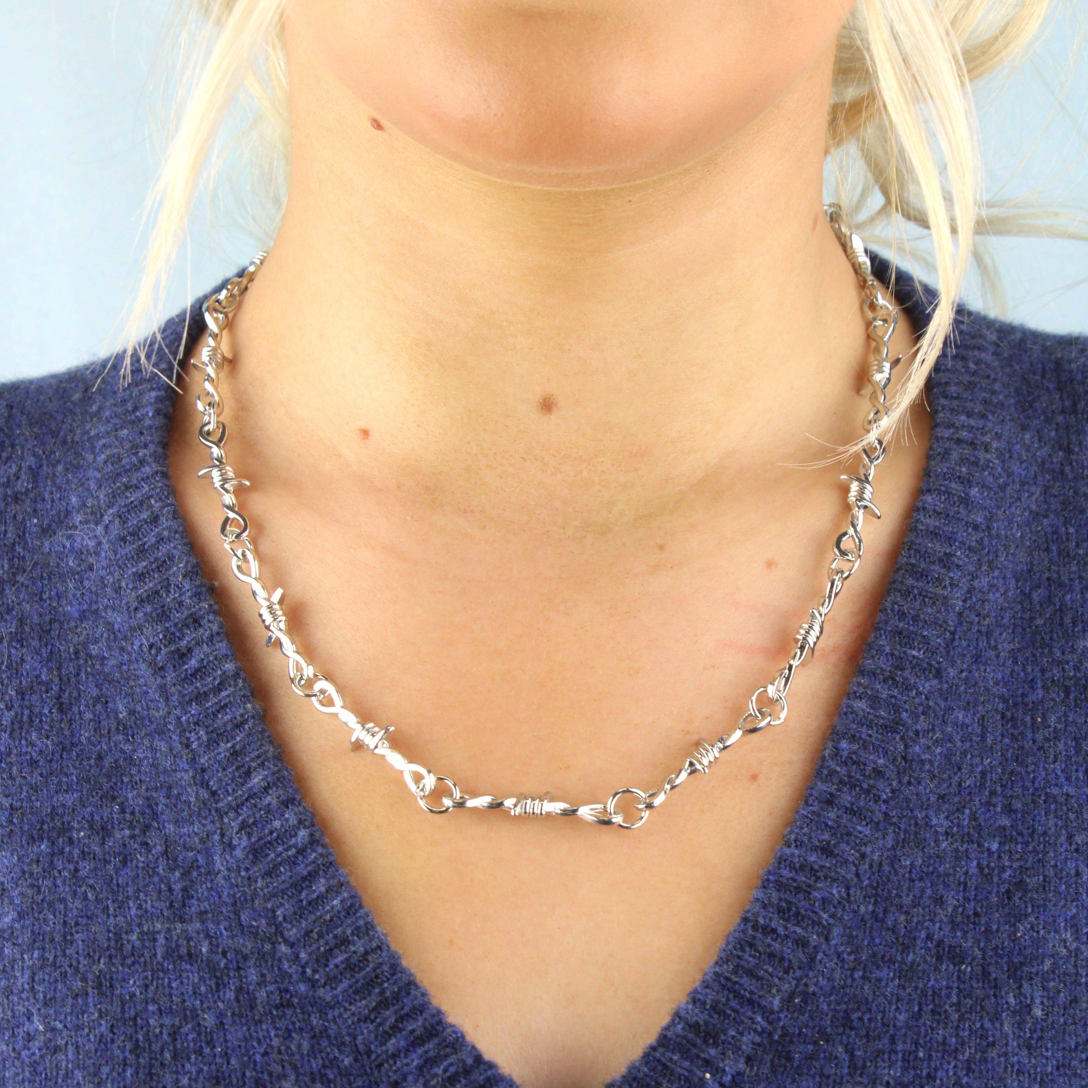 20 Inch Thin Barbed Wire Necklace - Image 4