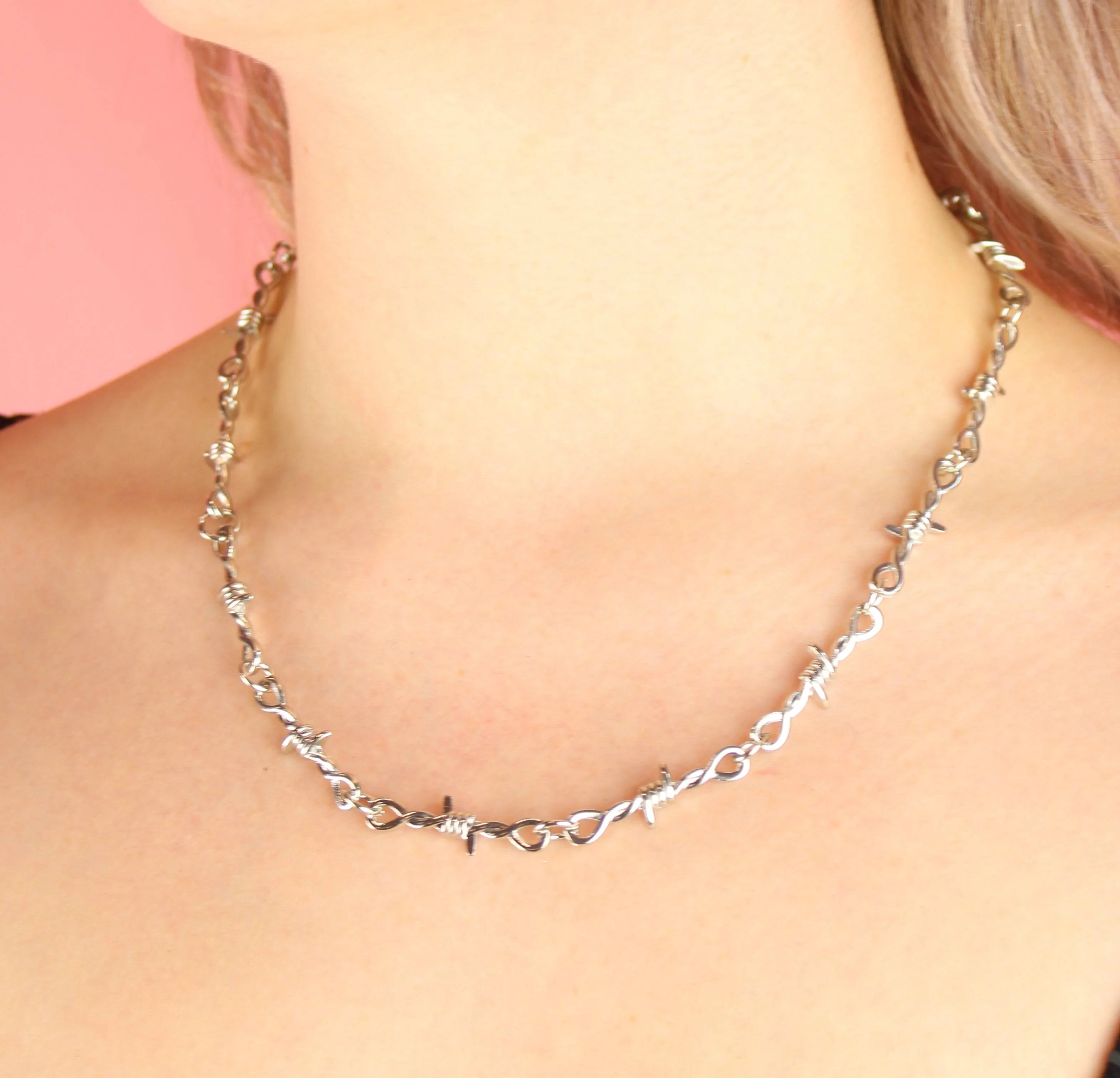 20 Inch Thin Barbed Wire Necklace - Image 8